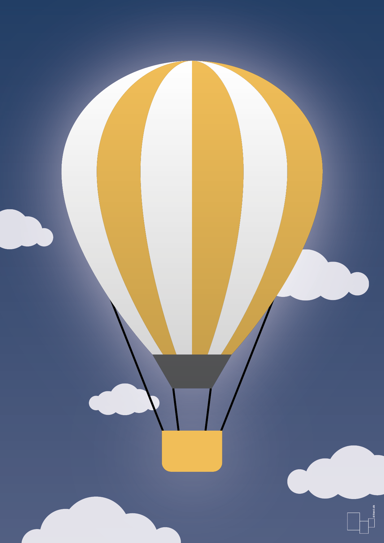 luftballon i gul - Plakat med Grafik i Lapis Blue