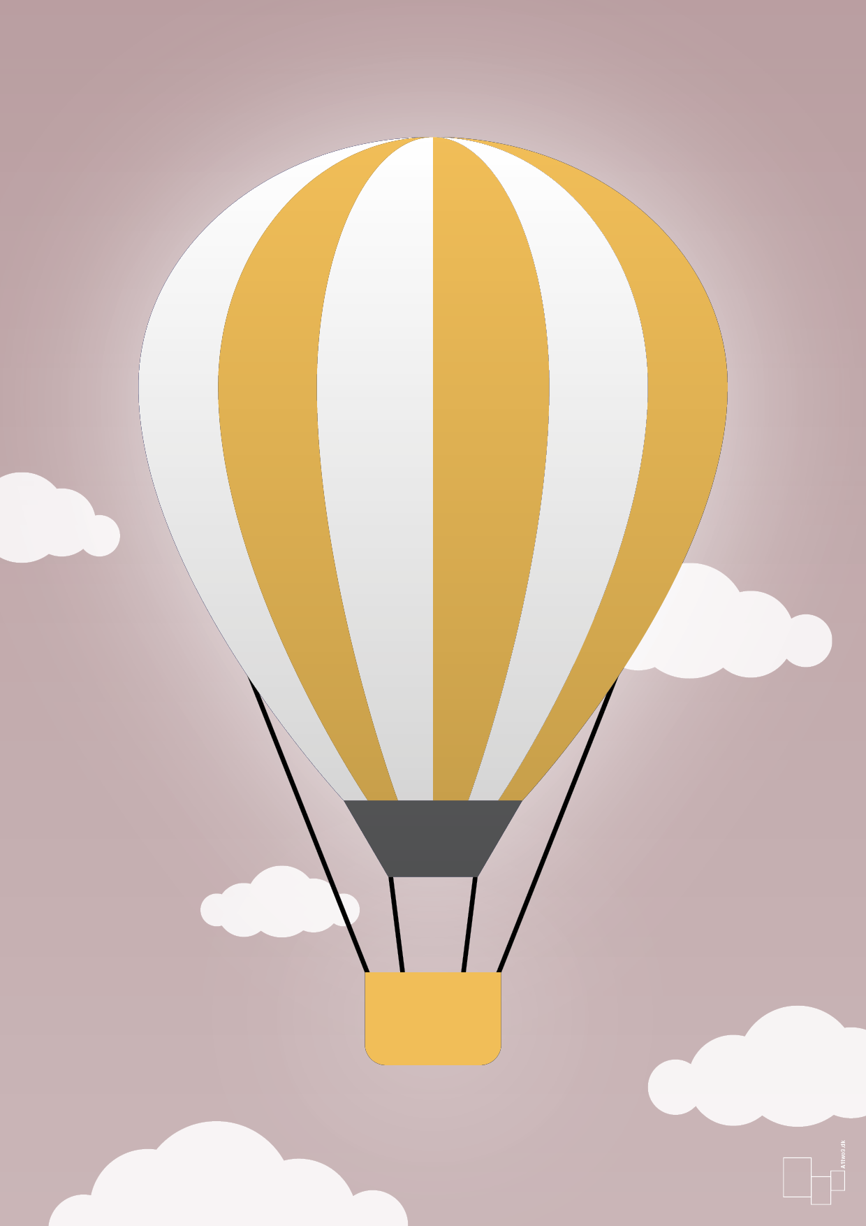 luftballon i gul - Plakat med Grafik i Light Rose