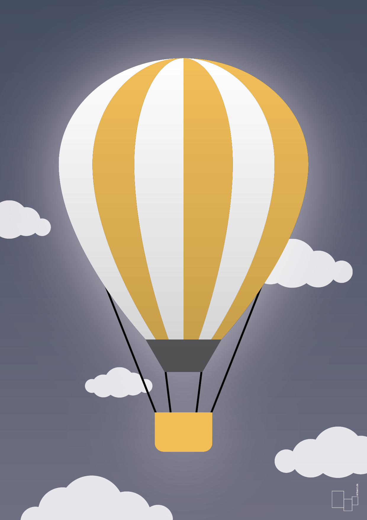 luftballon i gul - Plakat med Grafik i Petrol