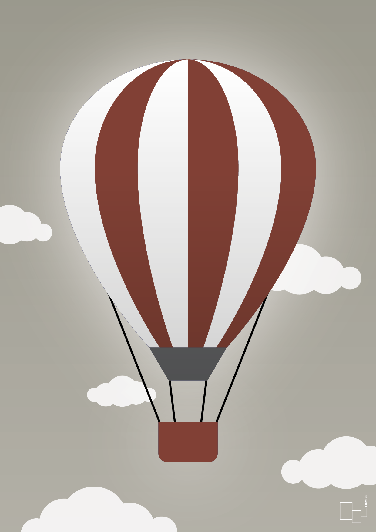 luftballon i rød - Plakat med Grafik i Battleship Gray