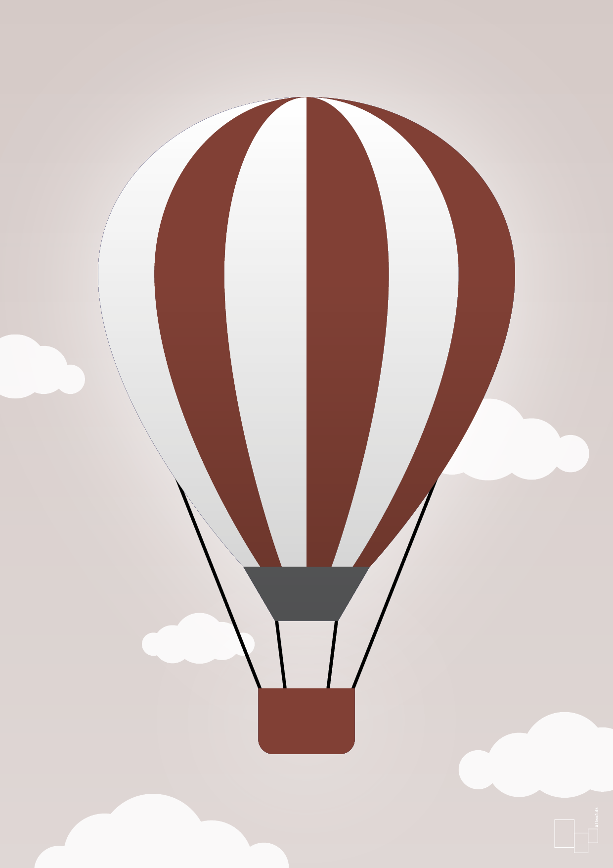 luftballon i rød - Plakat med Grafik i Broken Beige