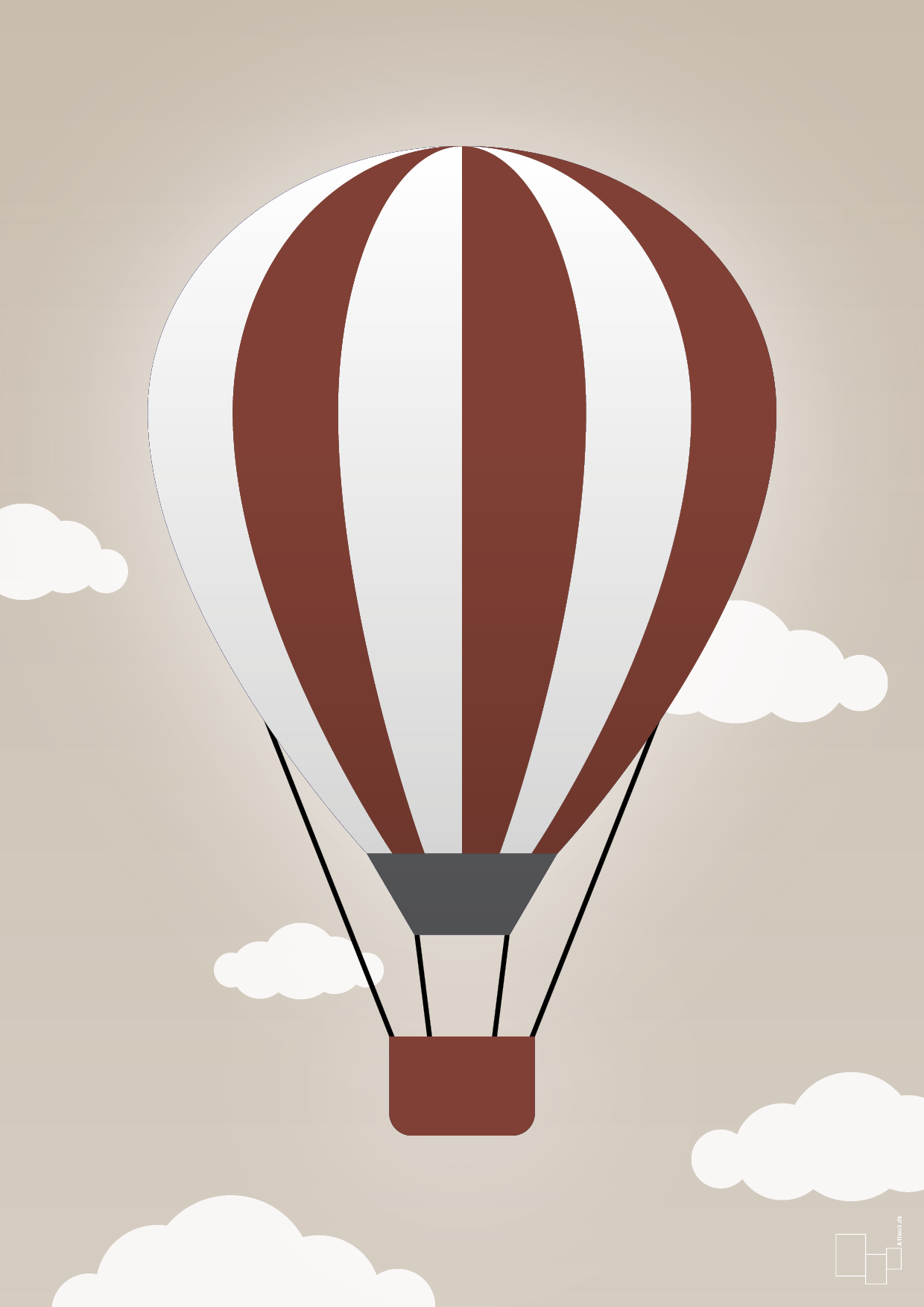 luftballon i rød - Plakat med Grafik i Creamy Mushroom