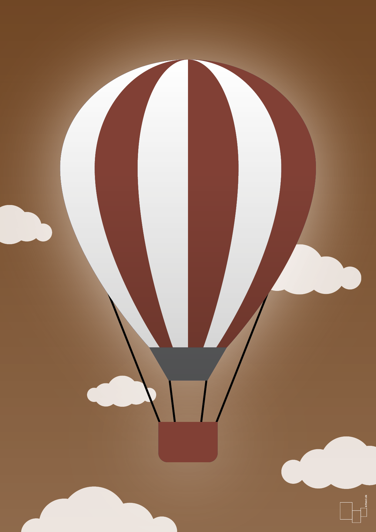 luftballon i rød - Plakat med Grafik i Dark Brown