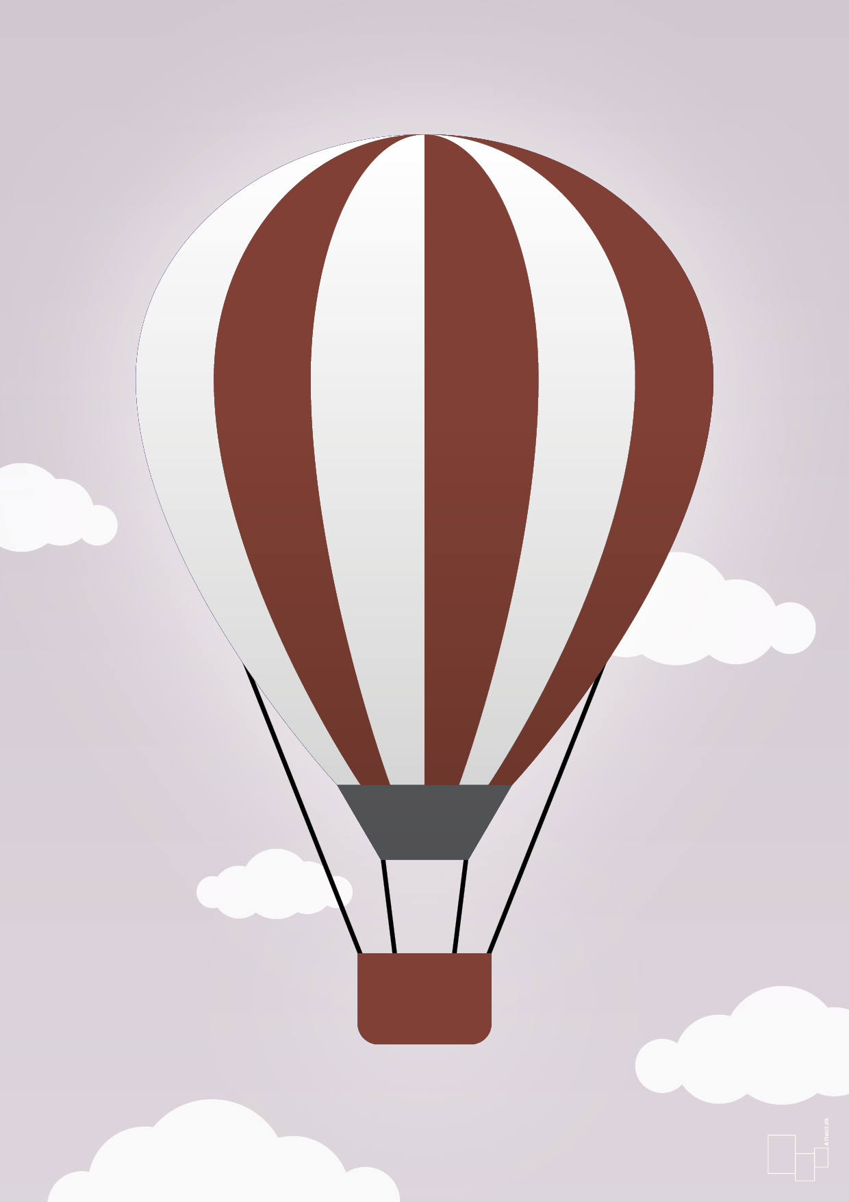 luftballon i rød - Plakat med Grafik i Dusty Lilac