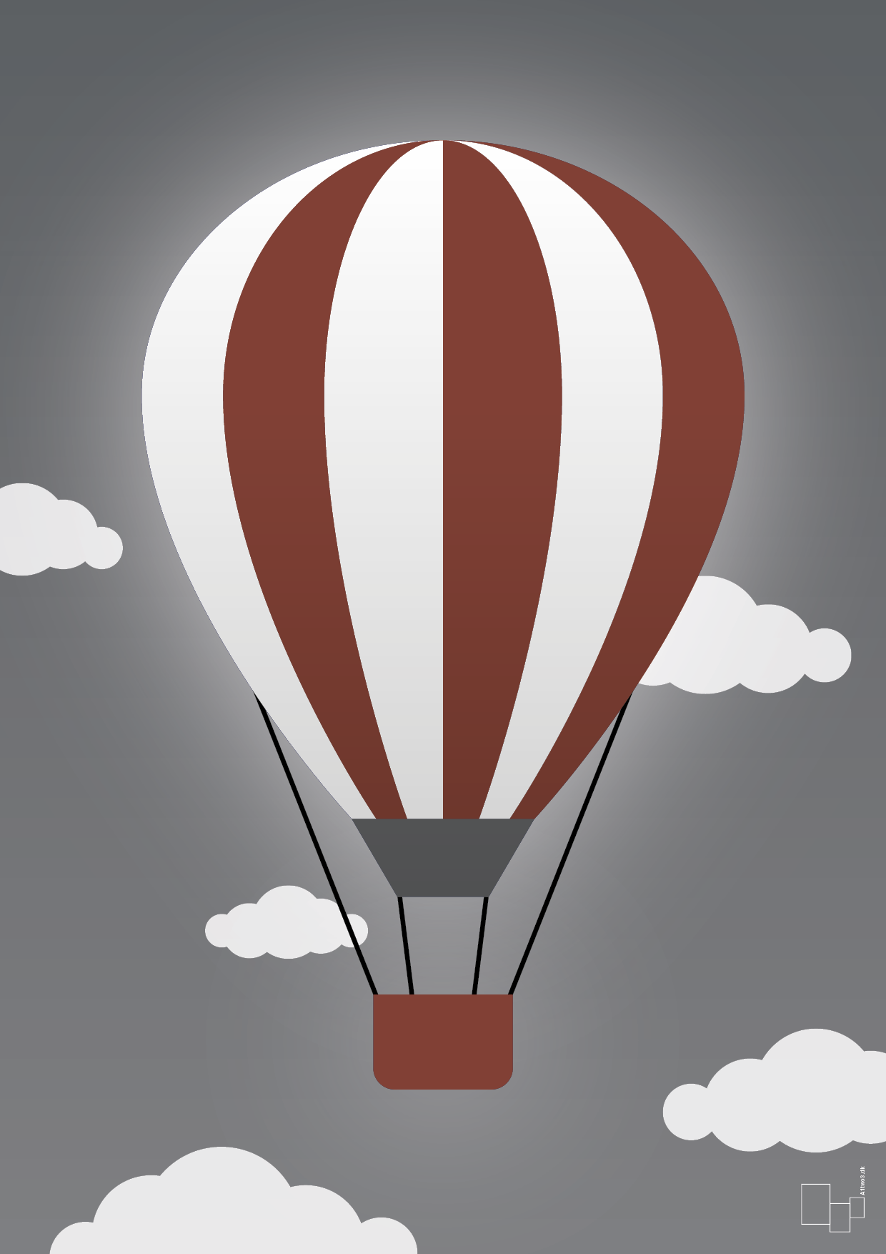 luftballon i rød - Plakat med Grafik i Graphic Charcoal