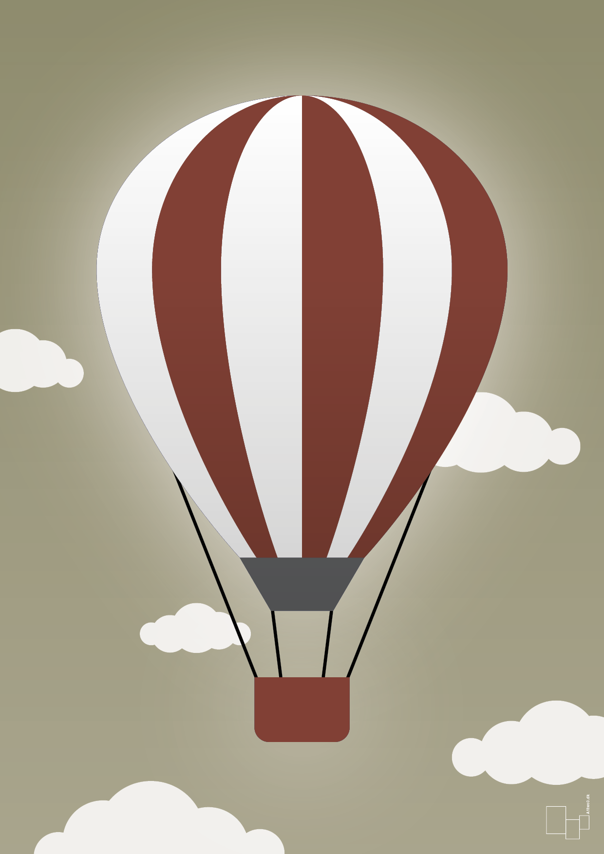 luftballon i rød - Plakat med Grafik i Misty Forrest