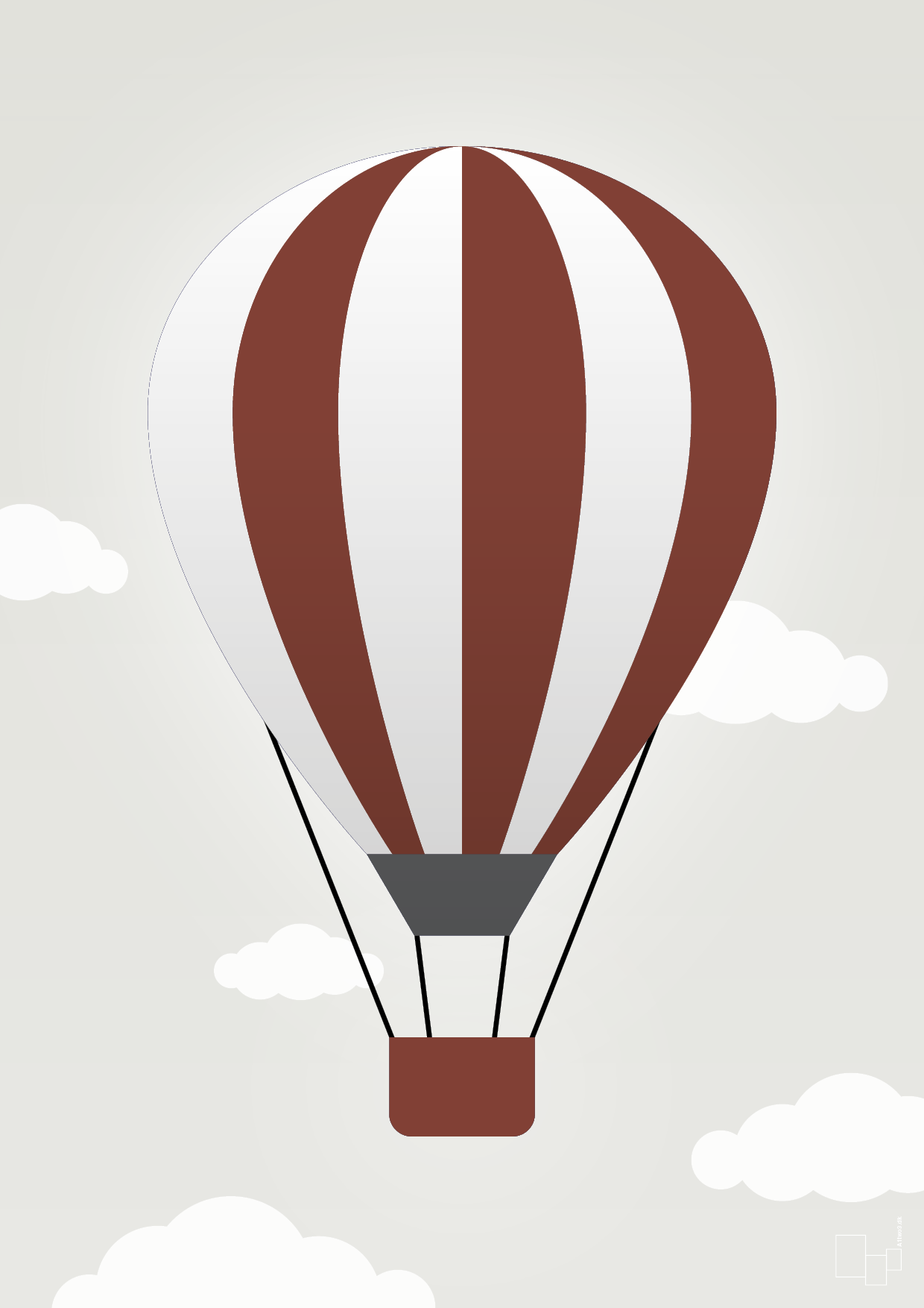 luftballon i rød - Plakat med Grafik i Painters White