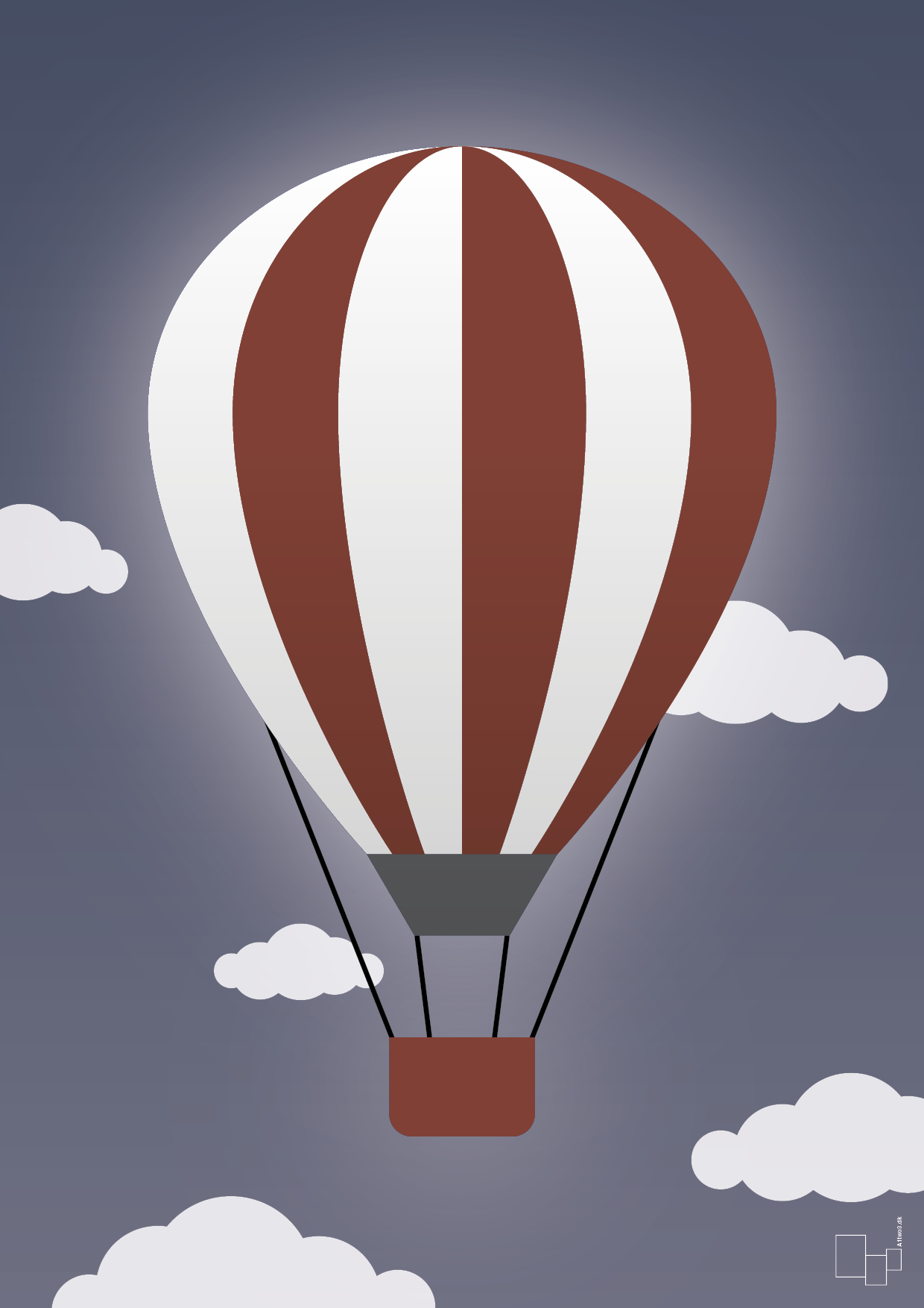 luftballon i rød - Plakat med Grafik i Petrol