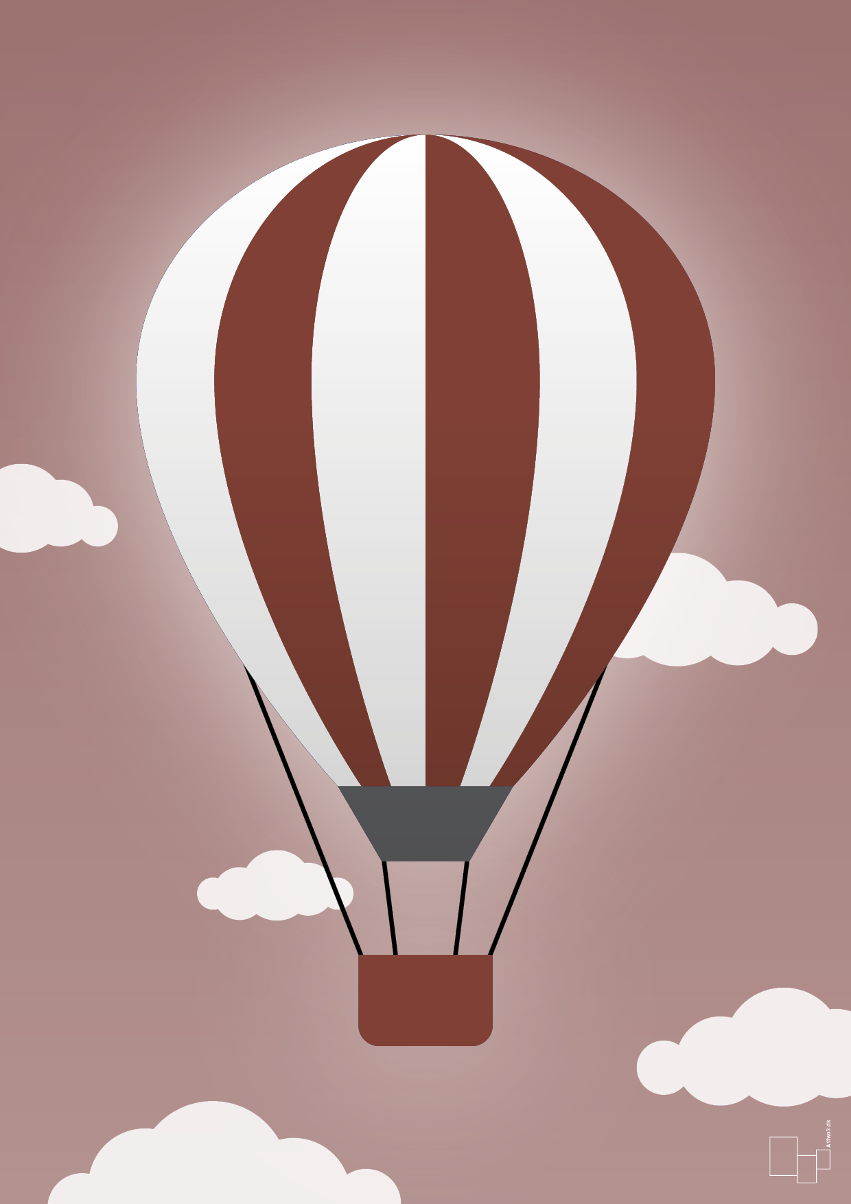 luftballon i rød - Plakat med Grafik i Plum