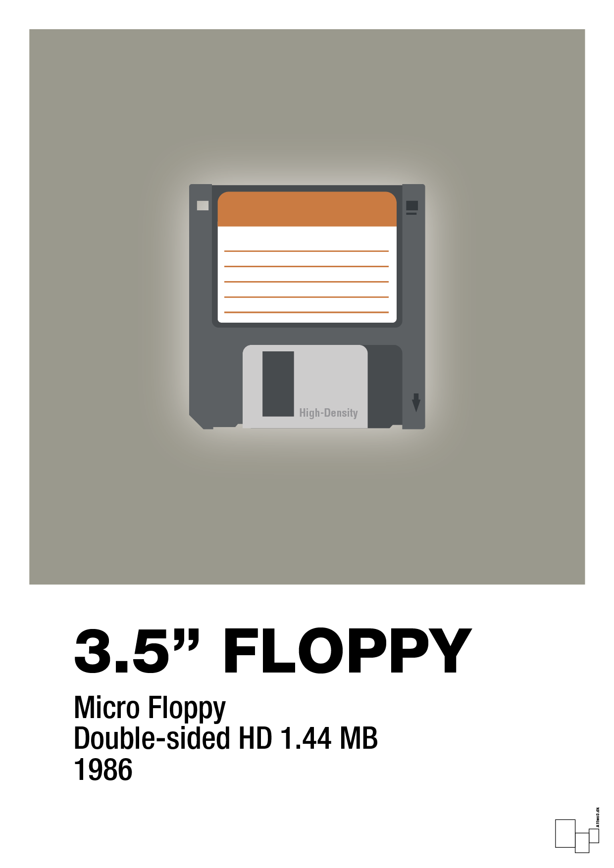 floppy disc 3.5" - Plakat med Grafik i Battleship Gray