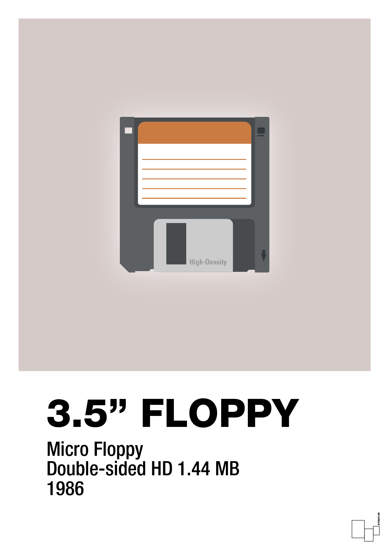 floppy disc 3.5" - Plakat med Grafik i Broken Beige