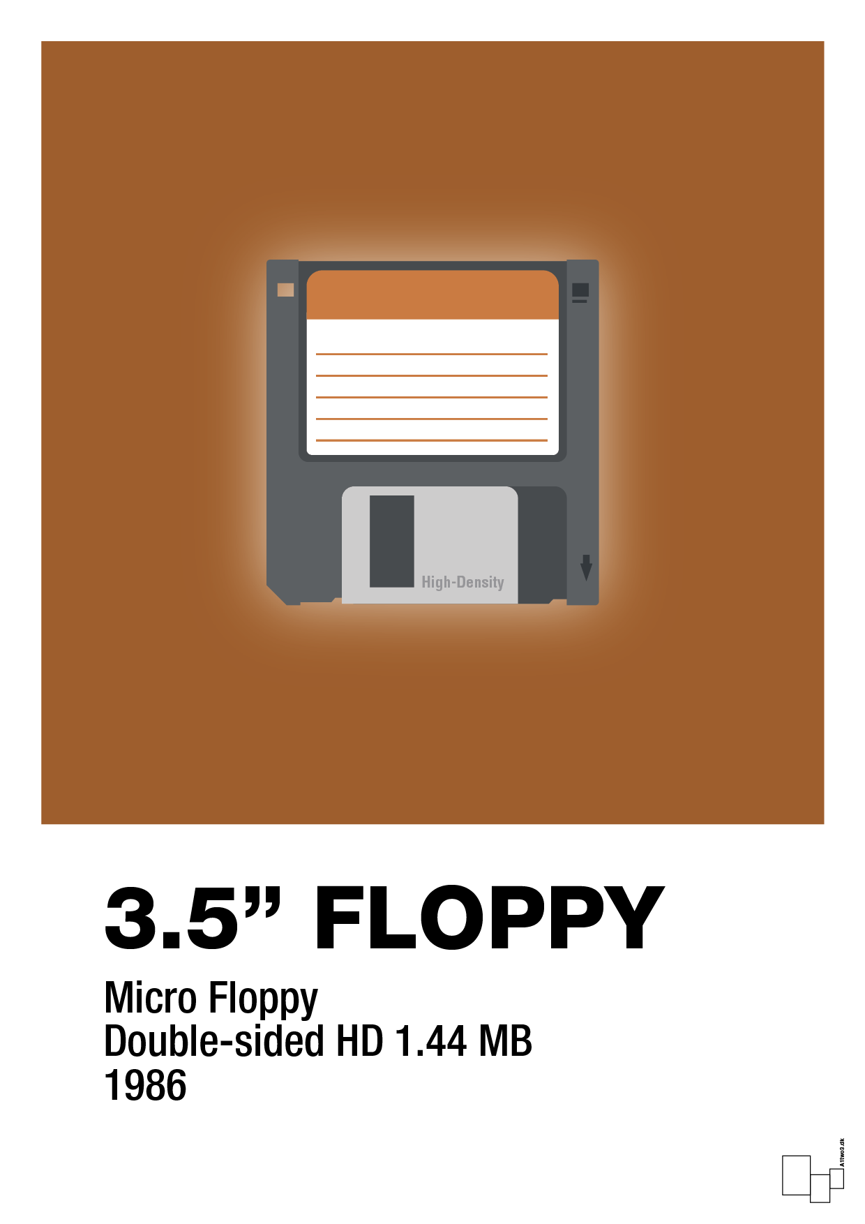 floppy disc 3.5" - Plakat med Grafik i Cognac