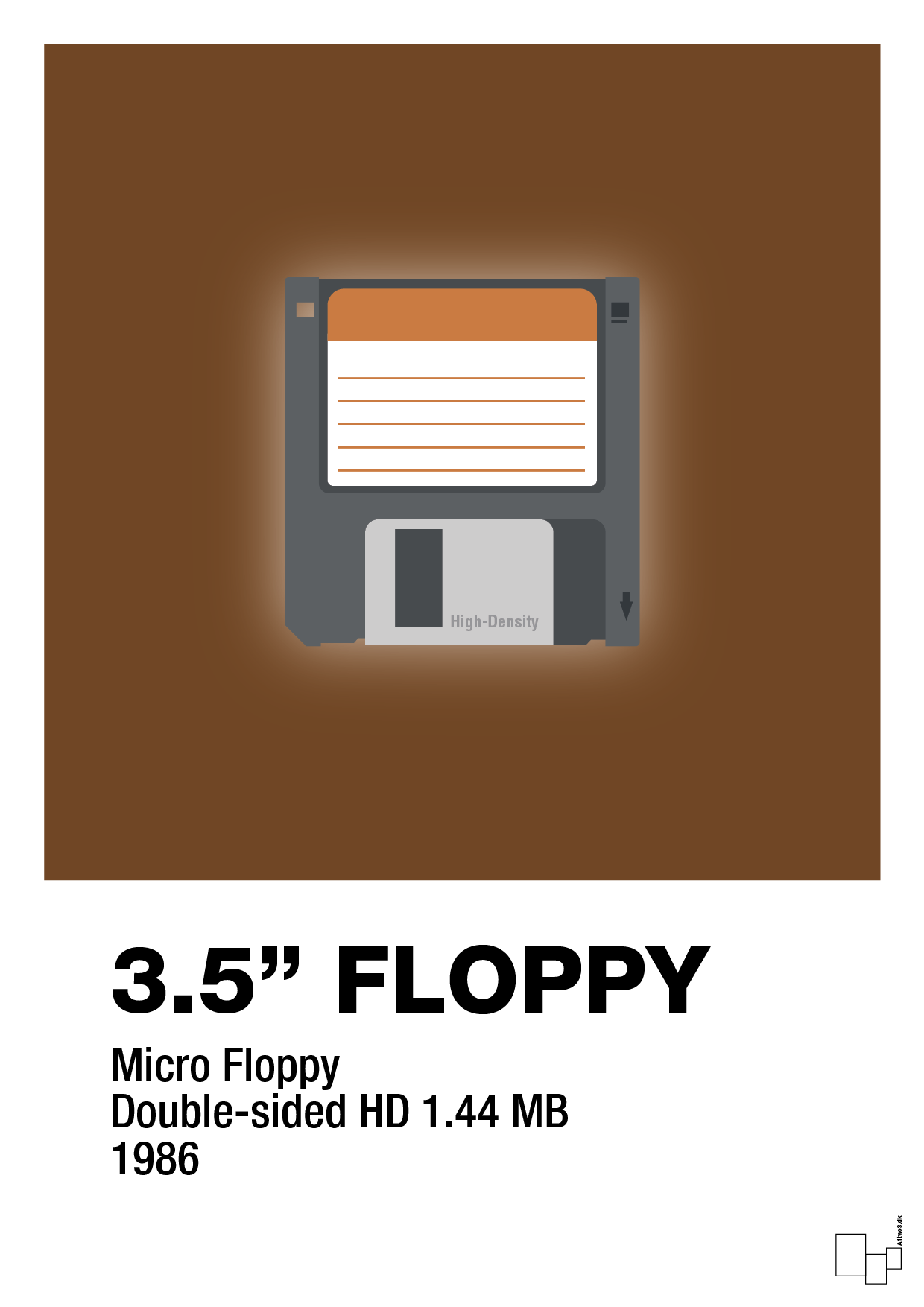 floppy disc 3.5" - Plakat med Grafik i Dark Brown