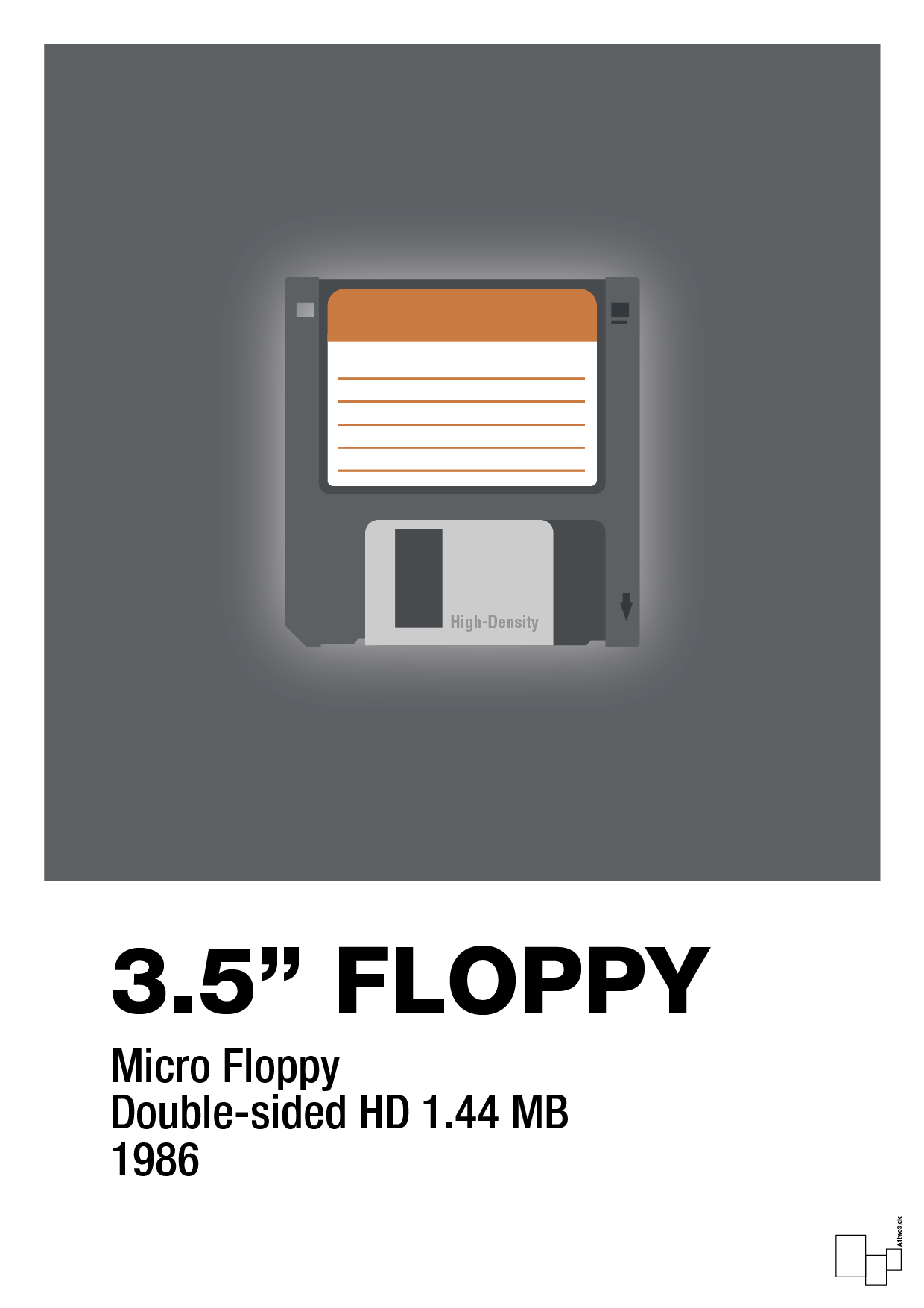 floppy disc 3.5" - Plakat med Grafik i Graphic Charcoal