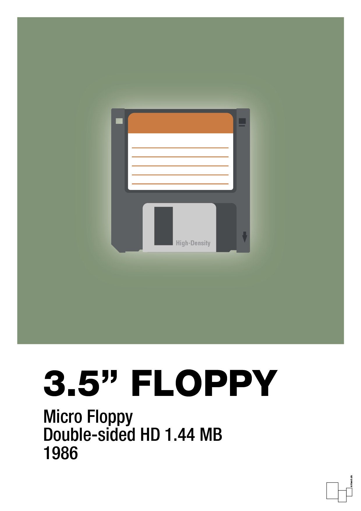 floppy disc 3.5" - Plakat med Grafik i Jade