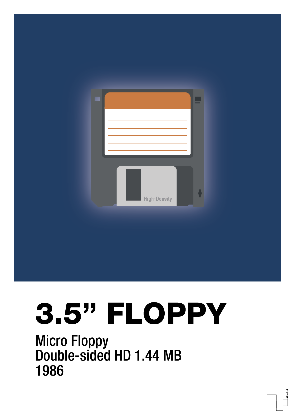 floppy disc 3.5" - Plakat med Grafik i Lapis Blue