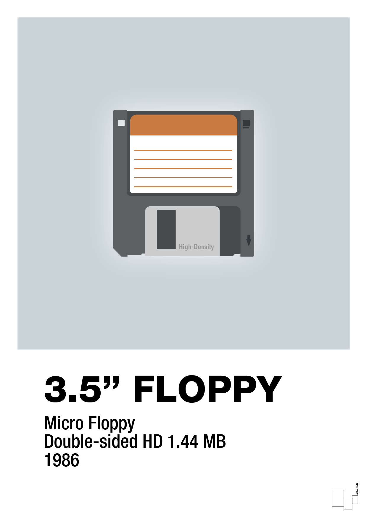 floppy disc 3.5" - Plakat med Grafik i Light Drizzle