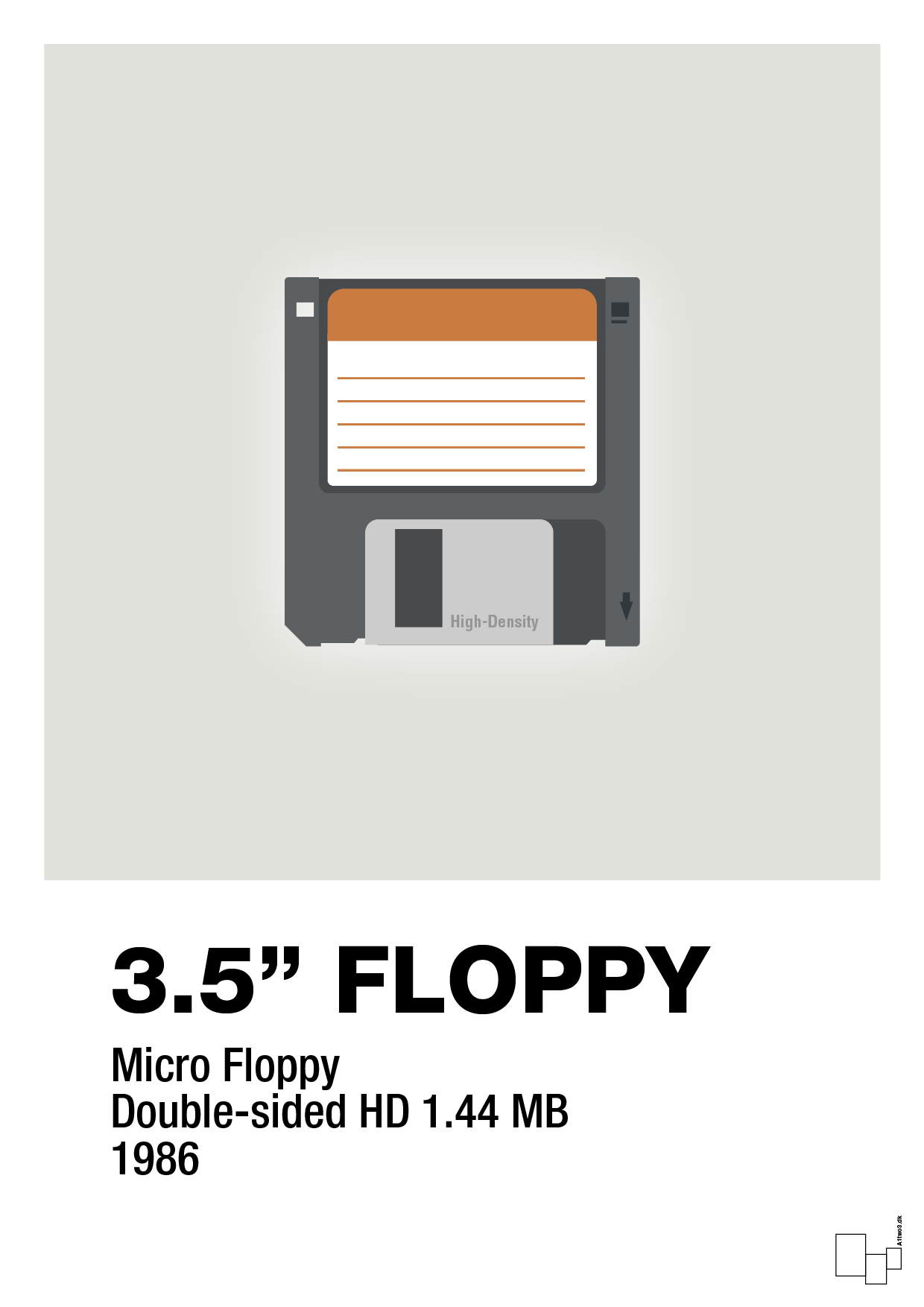 floppy disc 3.5" - Plakat med Grafik i Painters White