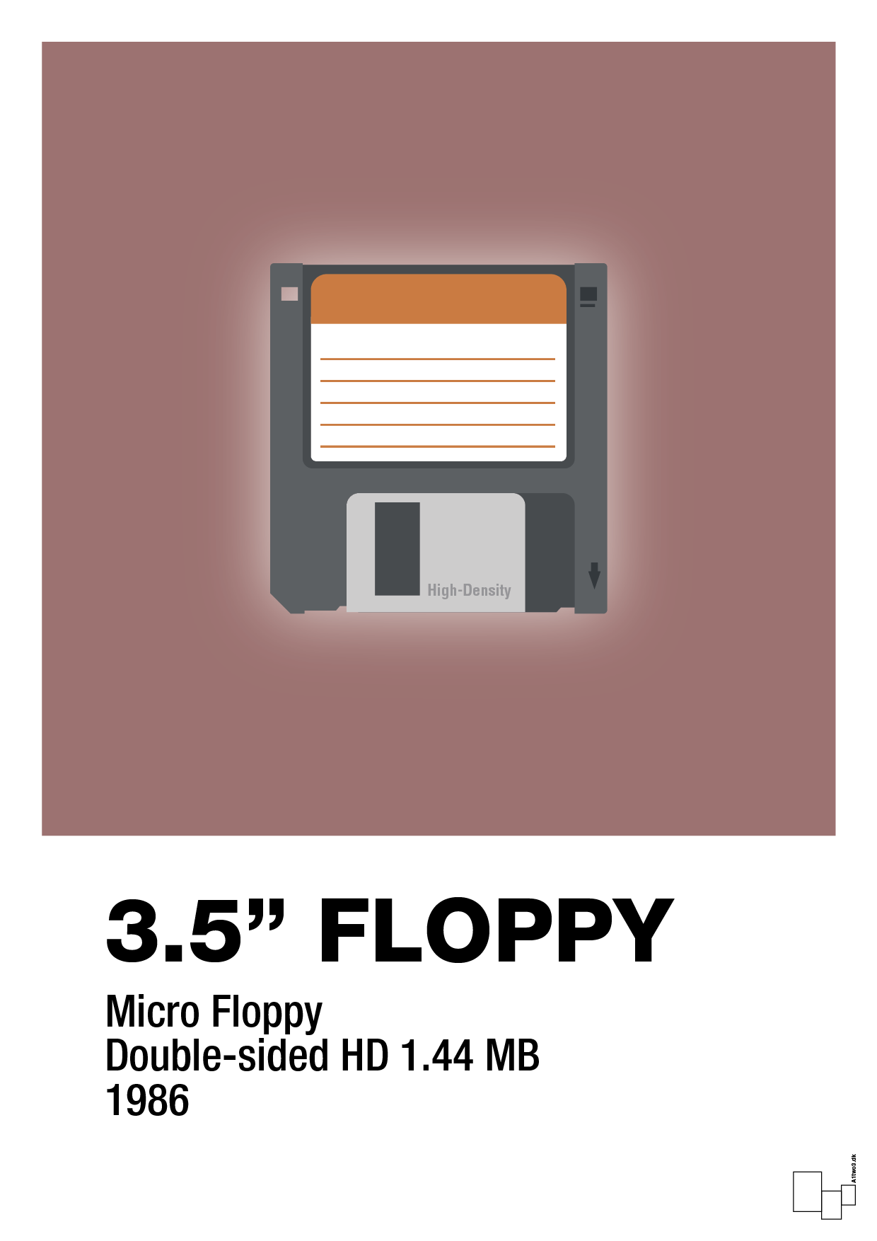 floppy disc 3.5" - Plakat med Grafik i Plum