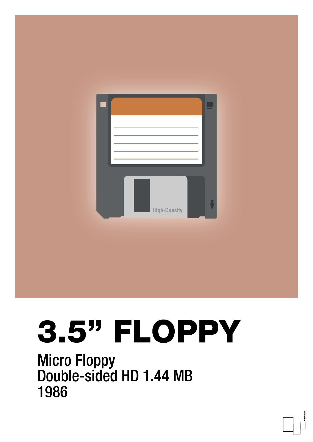 floppy disc 3.5" - Plakat med Grafik i Powder
