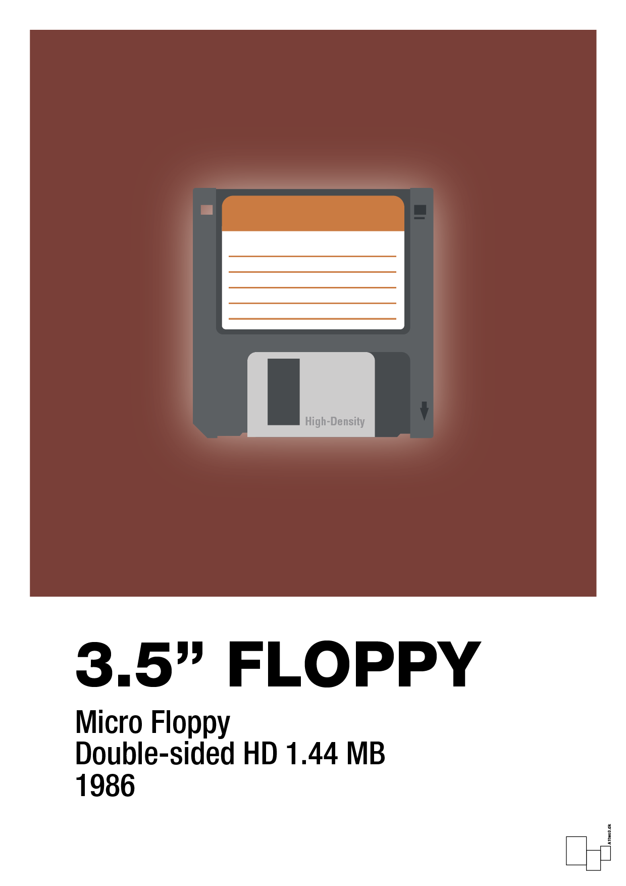 floppy disc 3.5" - Plakat med Grafik i Red Pepper