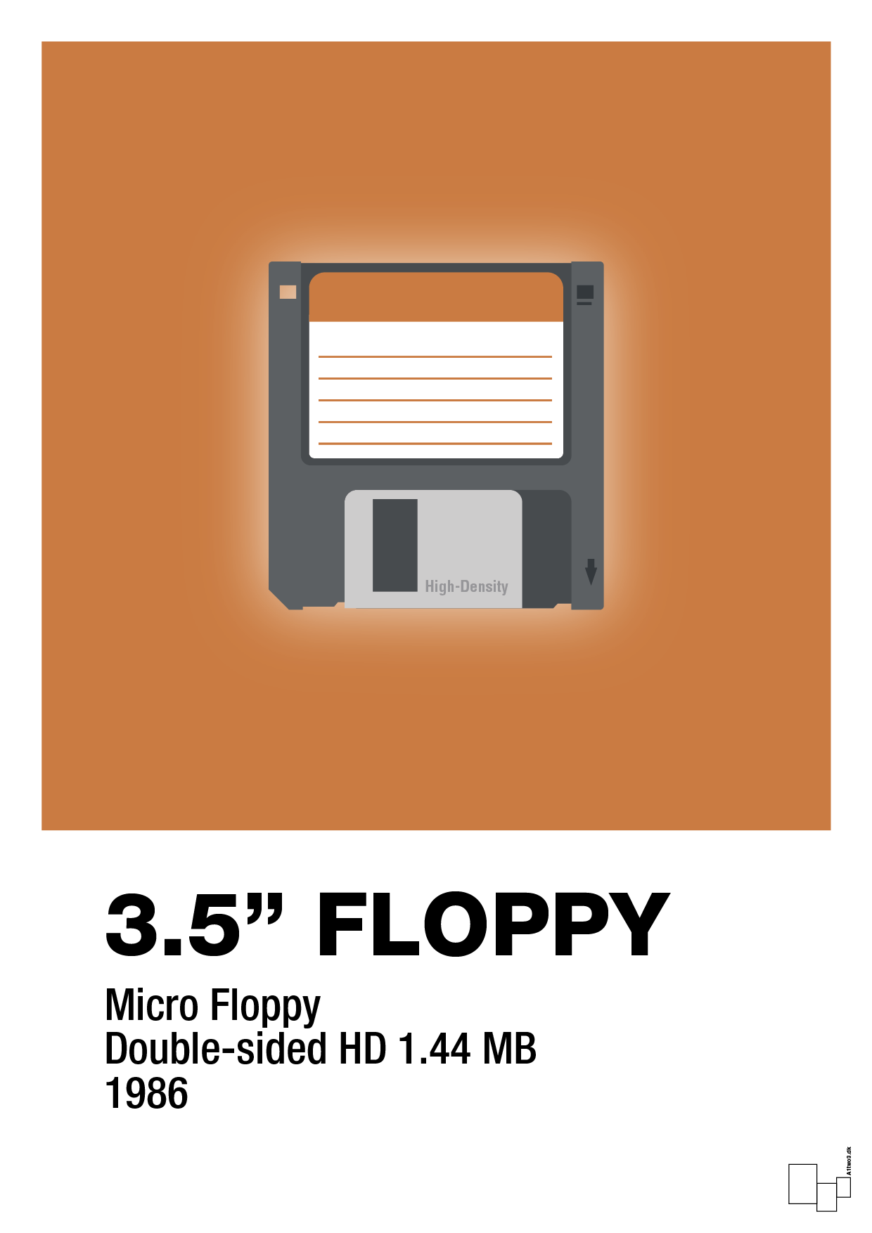 floppy disc 3.5" - Plakat med Grafik i Rumba Orange