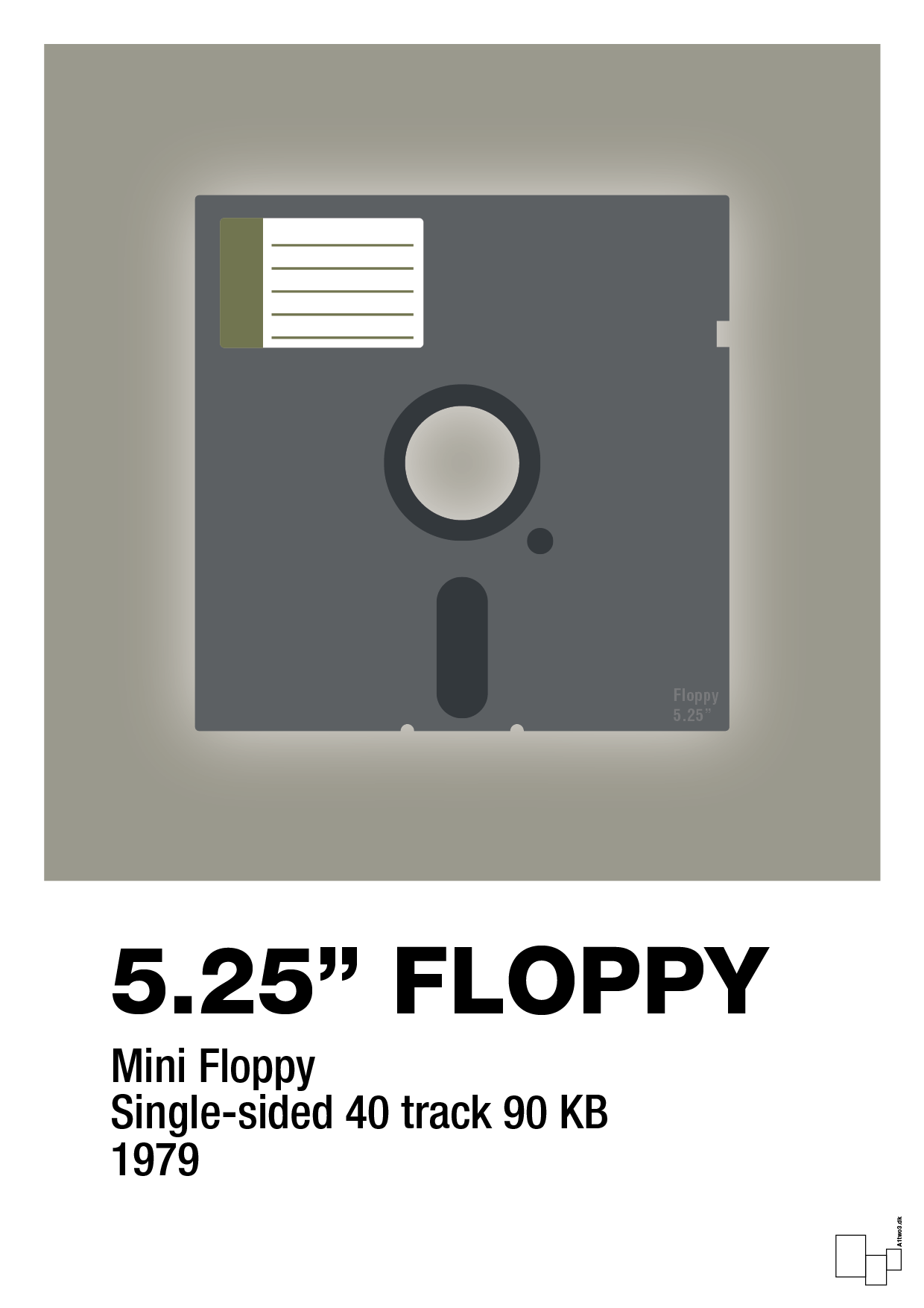 floppy disc 5.25" - Plakat med Grafik i Battleship Gray