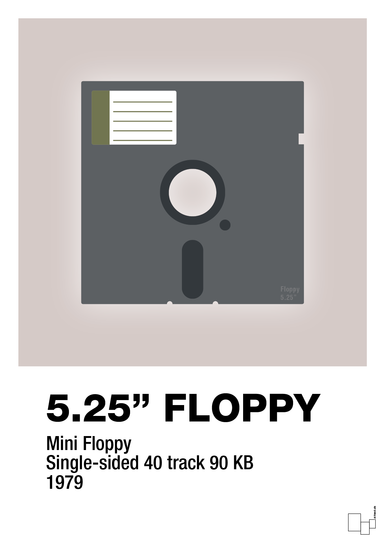 floppy disc 5.25" - Plakat med Grafik i Broken Beige