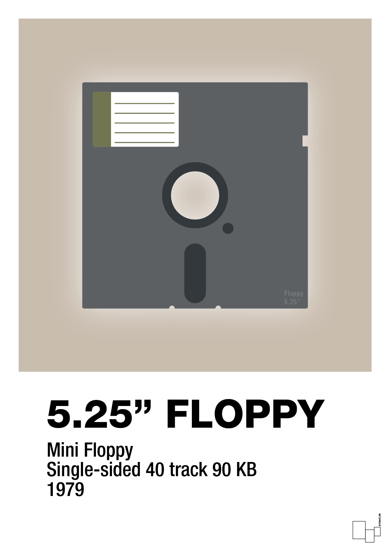 floppy disc 5.25" - Plakat med Grafik i Creamy Mushroom