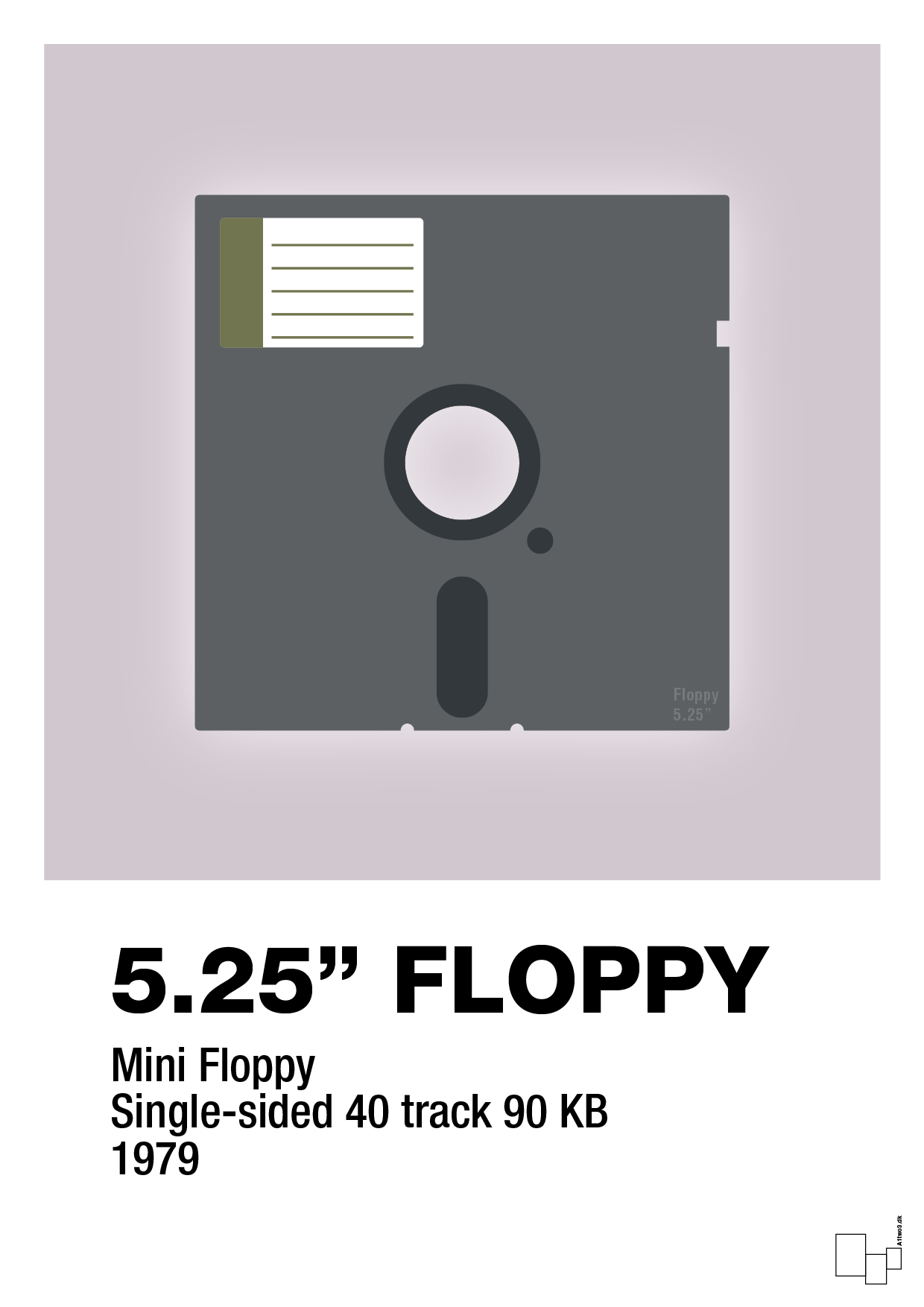 floppy disc 5.25" - Plakat med Grafik i Dusty Lilac