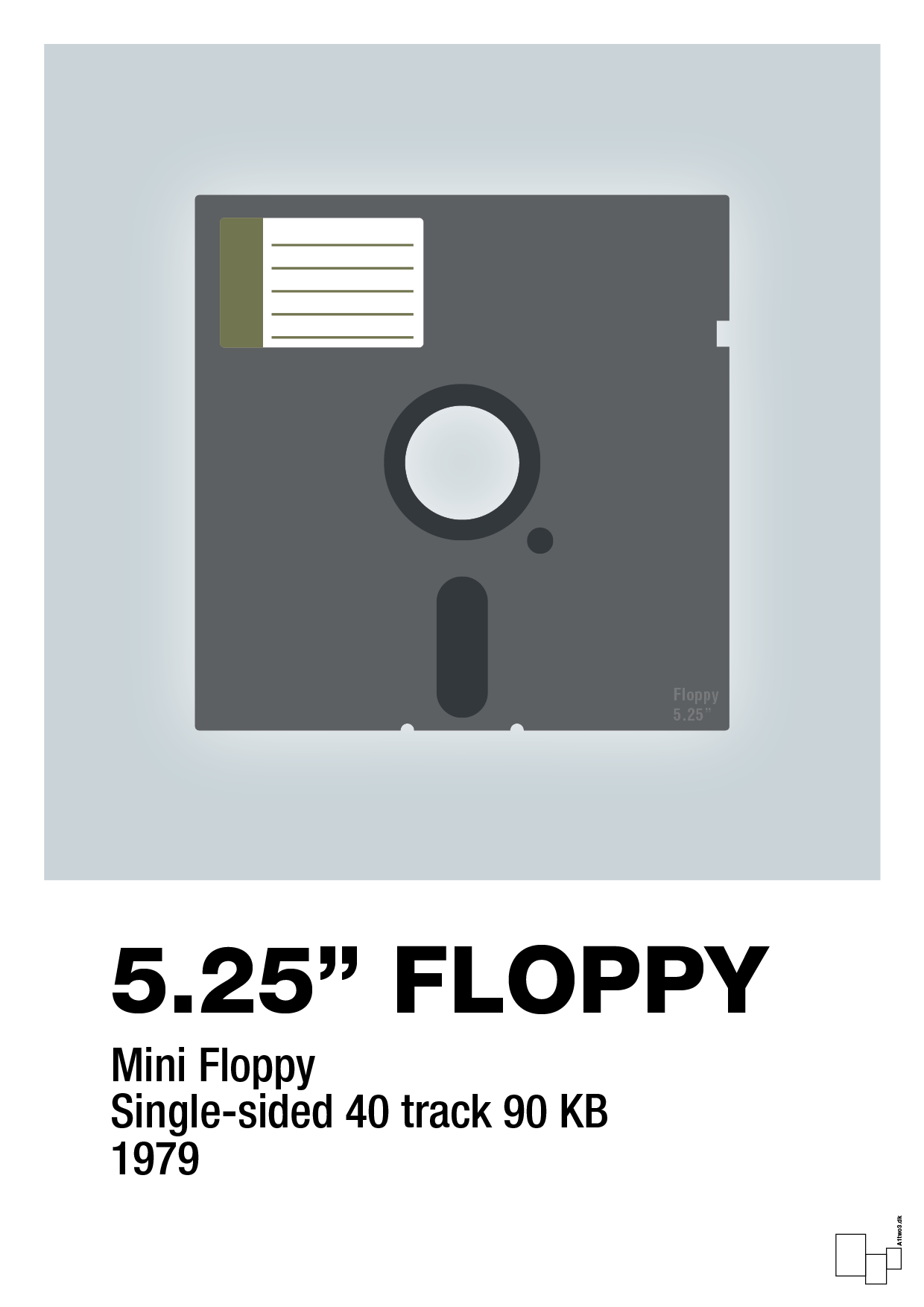 floppy disc 5.25" - Plakat med Grafik i Light Drizzle