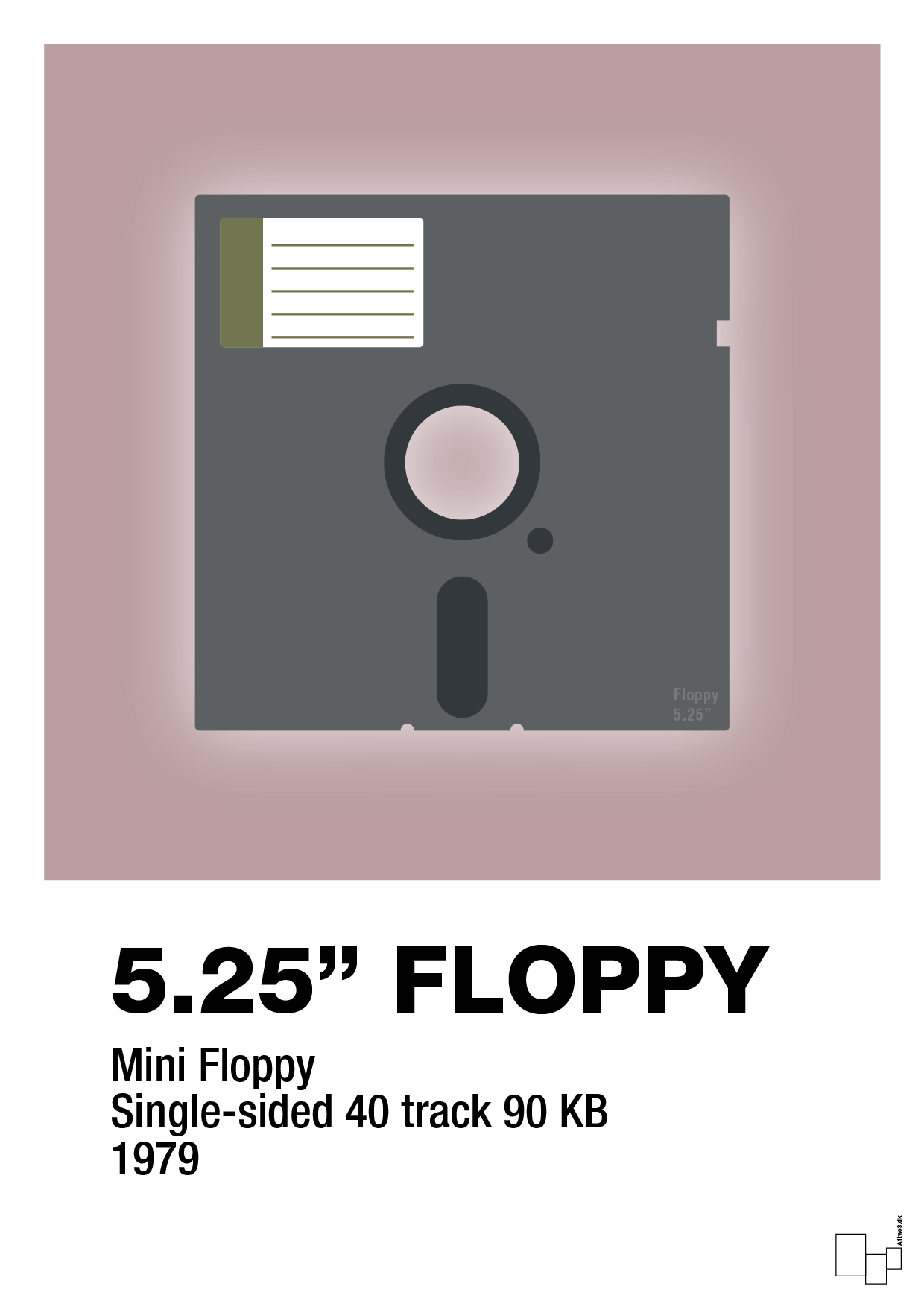 floppy disc 5.25" - Plakat med Grafik i Light Rose