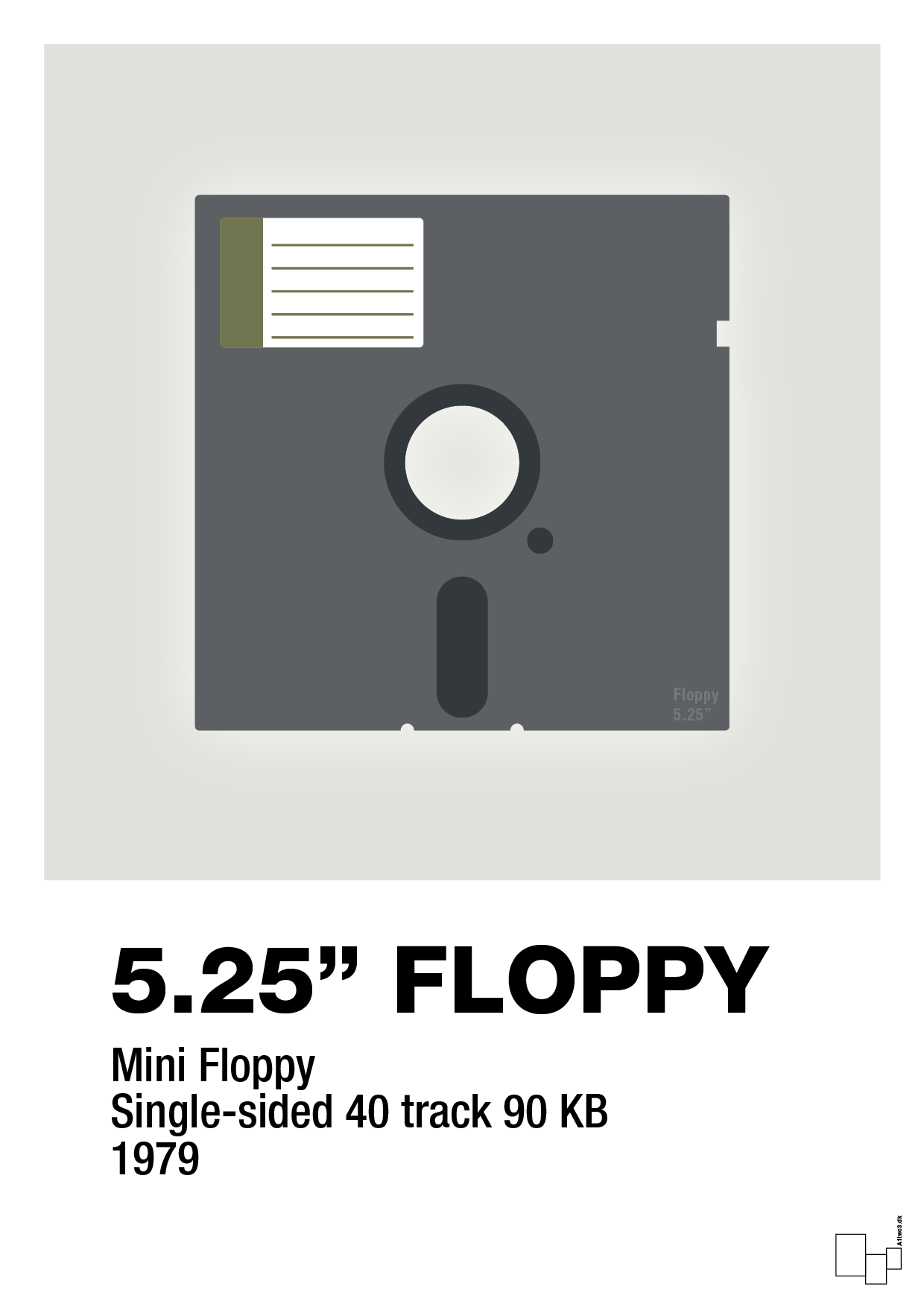 floppy disc 5.25" - Plakat med Grafik i Painters White