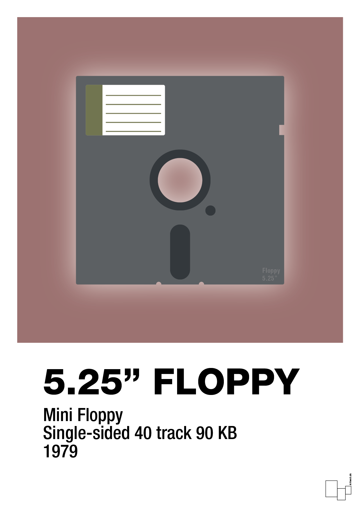 floppy disc 5.25" - Plakat med Grafik i Plum