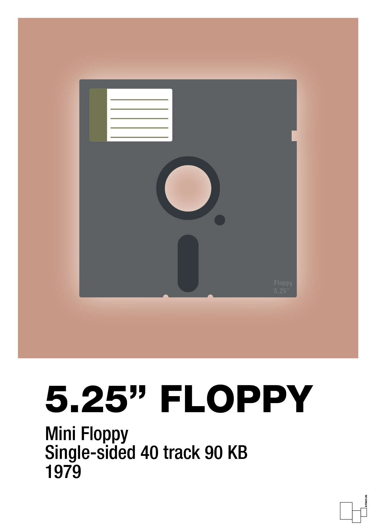floppy disc 5.25" - Plakat med Grafik i Powder