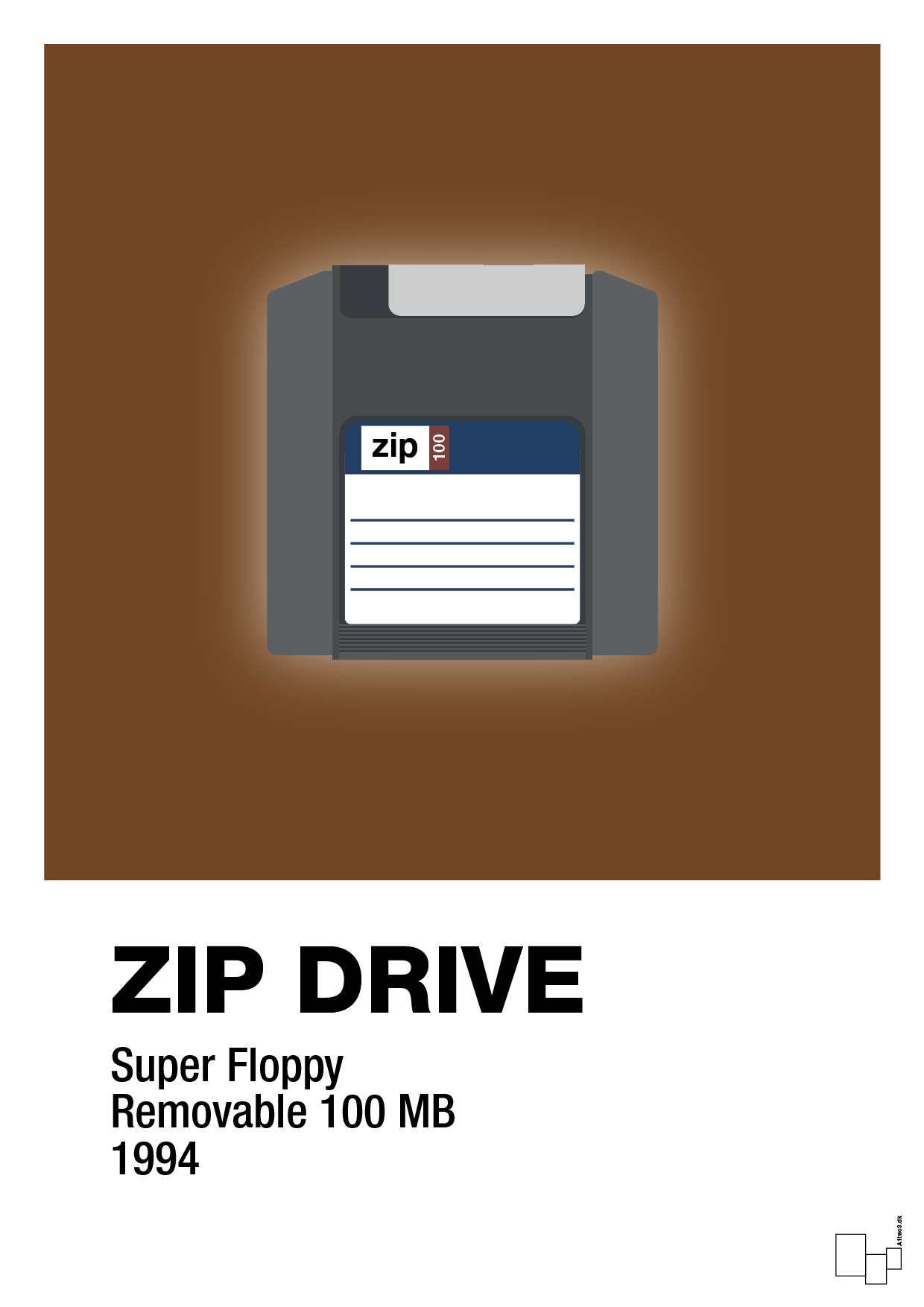 zip drive 100 mb - Plakat med Grafik i Dark Brown