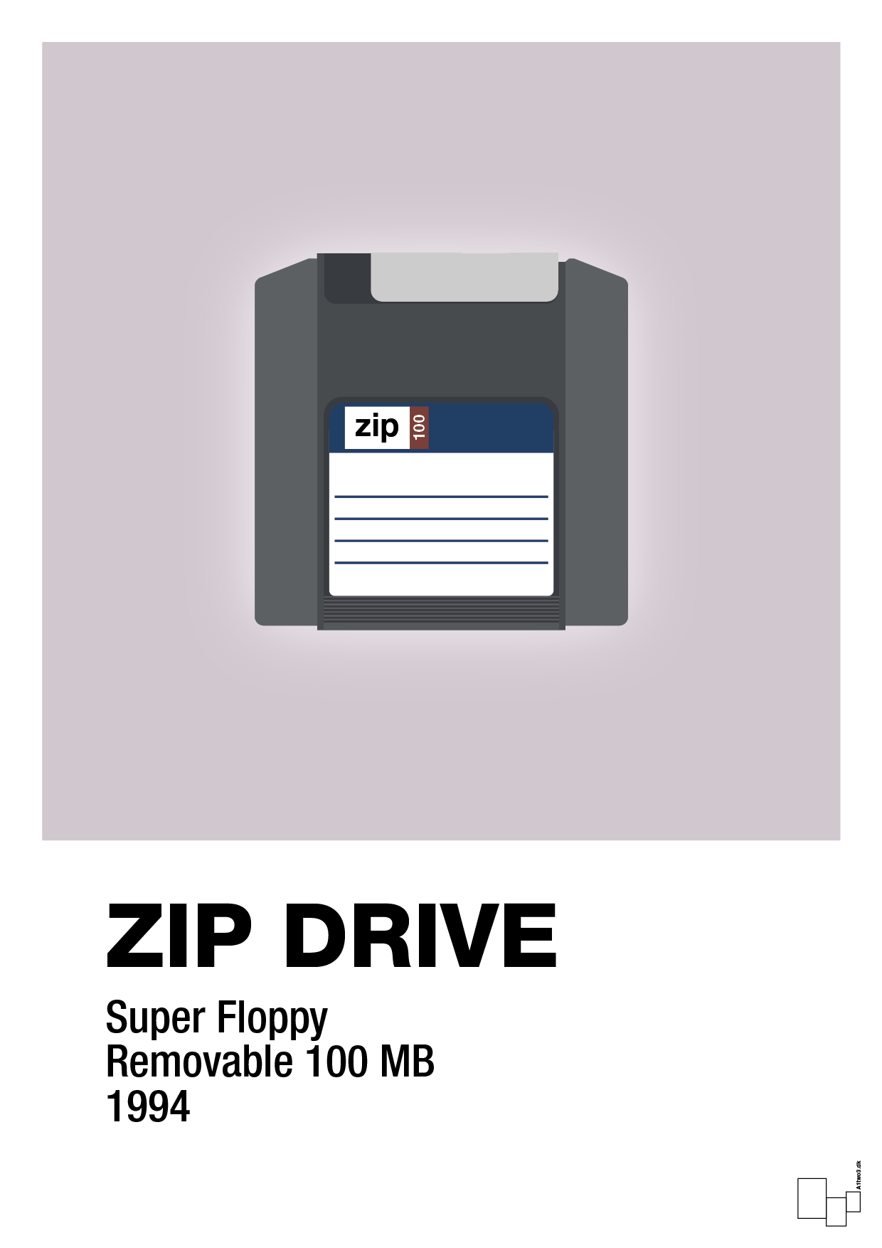 zip drive 100 mb - Plakat med Grafik i Dusty Lilac