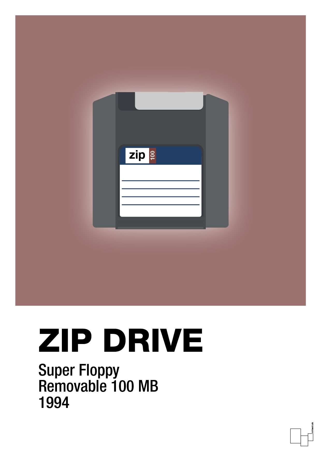 zip drive 100 mb - Plakat med Grafik i Plum