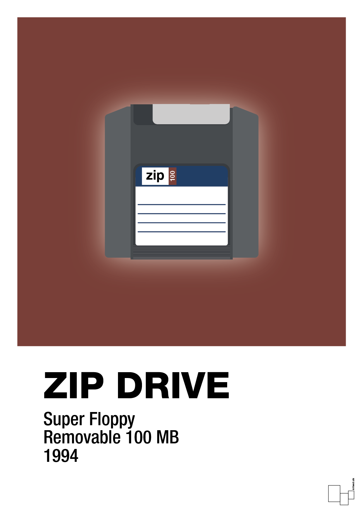 zip drive 100 mb - Plakat med Grafik i Red Pepper