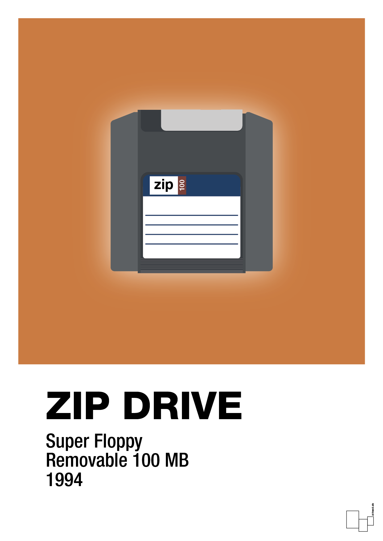 zip drive 100 mb - Plakat med Grafik i Rumba Orange