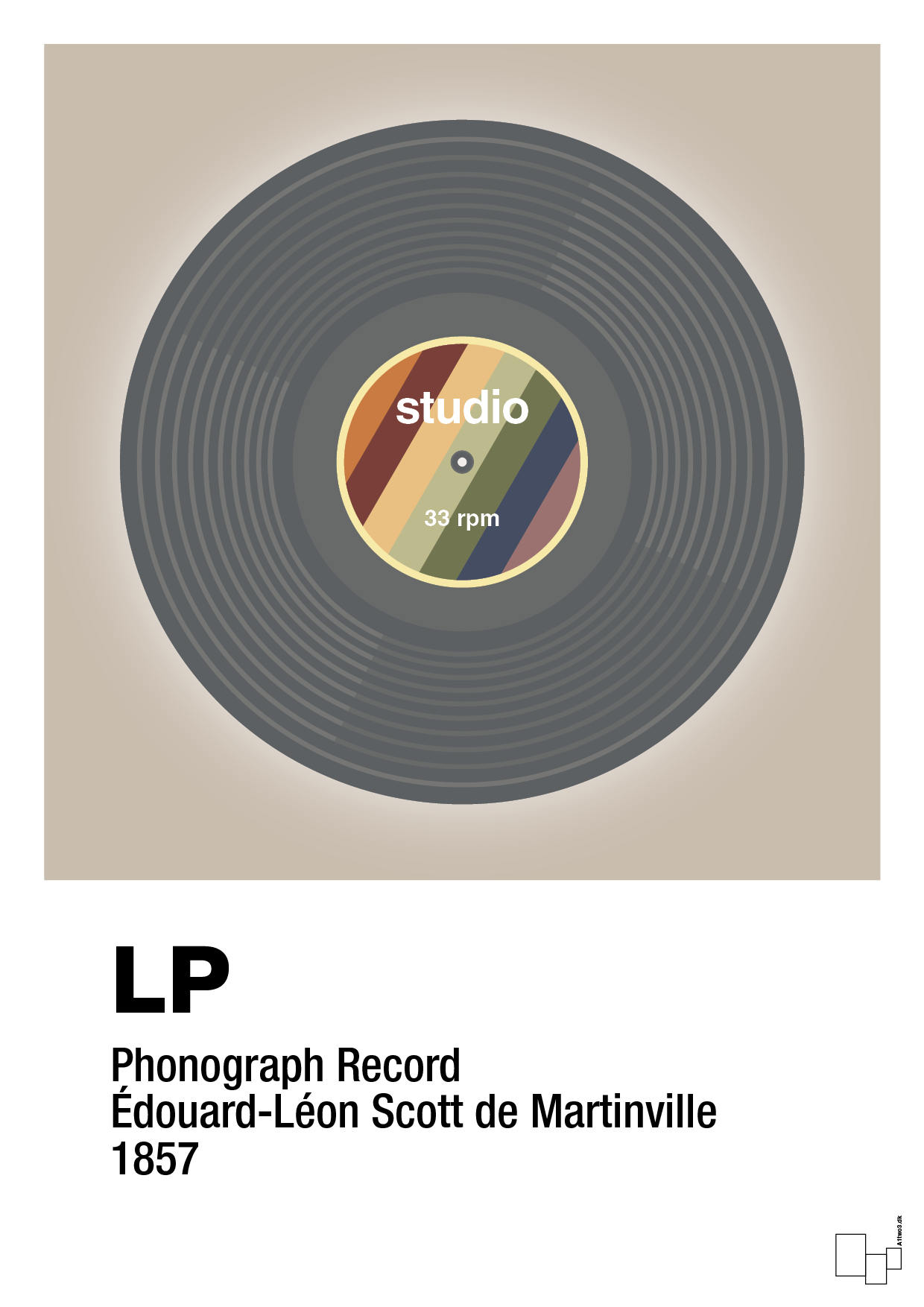 vinylplade 33rpm - Plakat med Grafik i Creamy Mushroom
