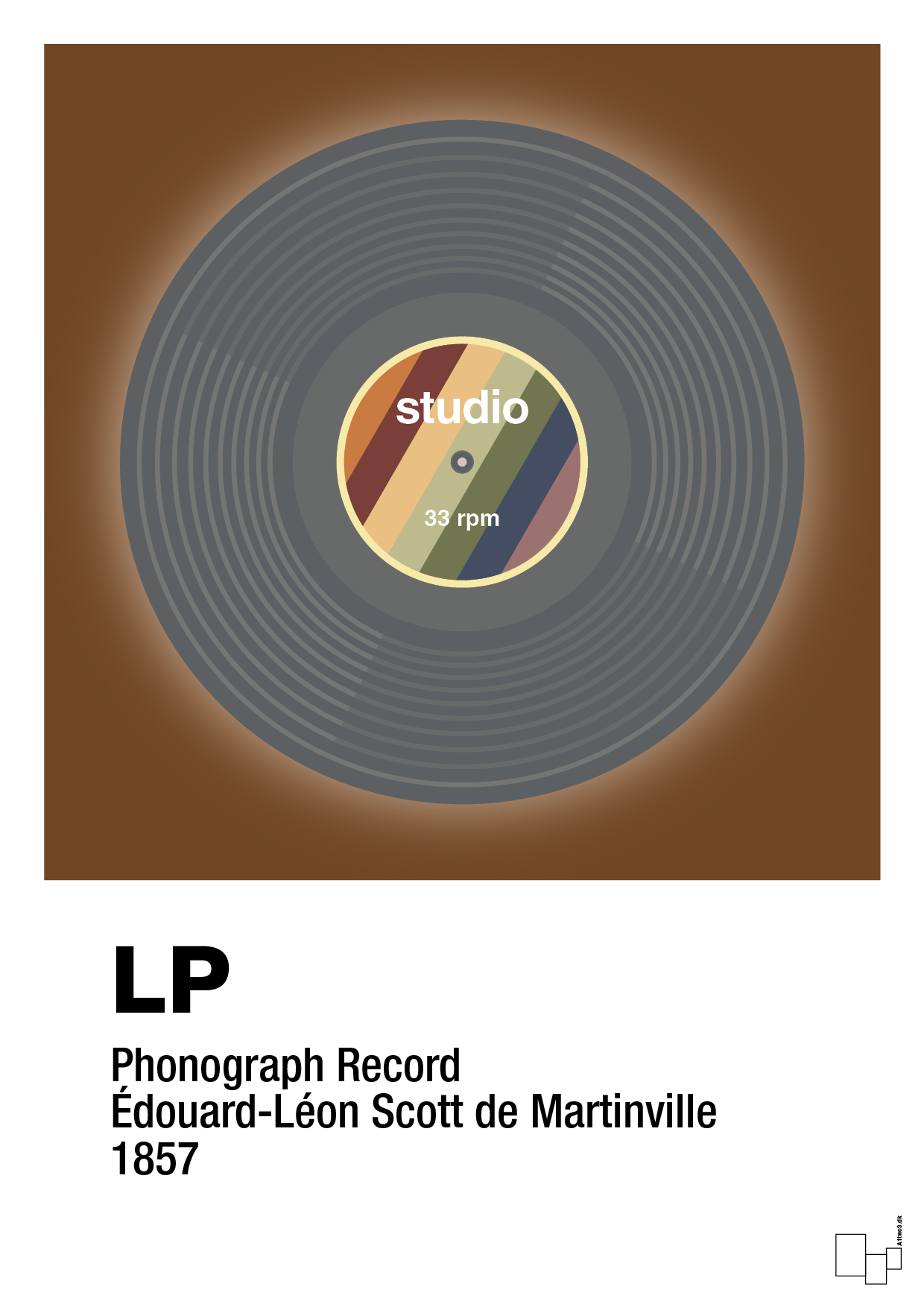 vinylplade 33rpm - Plakat med Grafik i Dark Brown