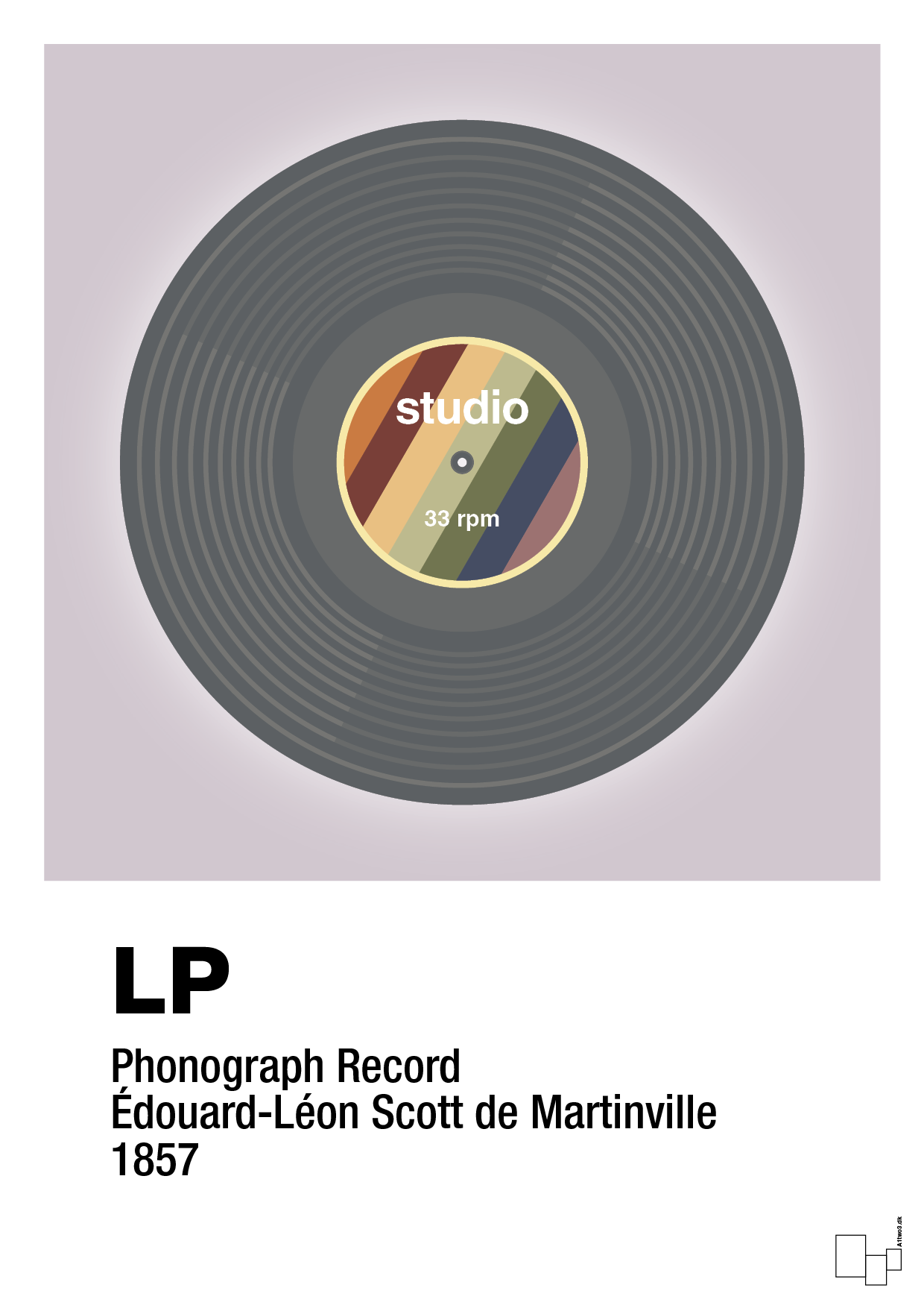 vinylplade 33rpm - Plakat med Grafik i Dusty Lilac