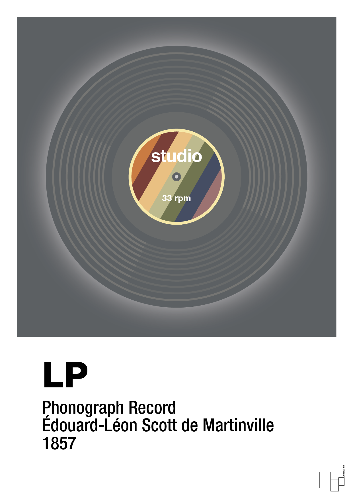 vinylplade 33rpm - Plakat med Grafik i Graphic Charcoal