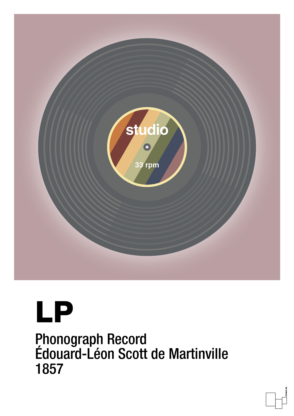 vinylplade 33rpm - Plakat med Grafik i Light Rose