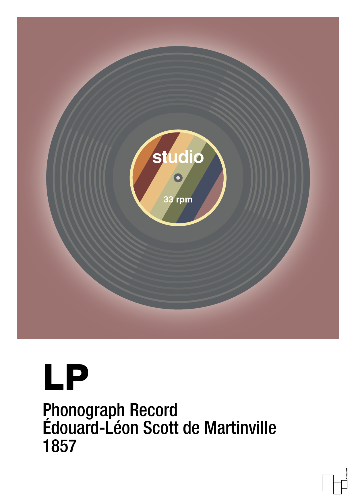 vinylplade 33rpm - Plakat med Grafik i Plum