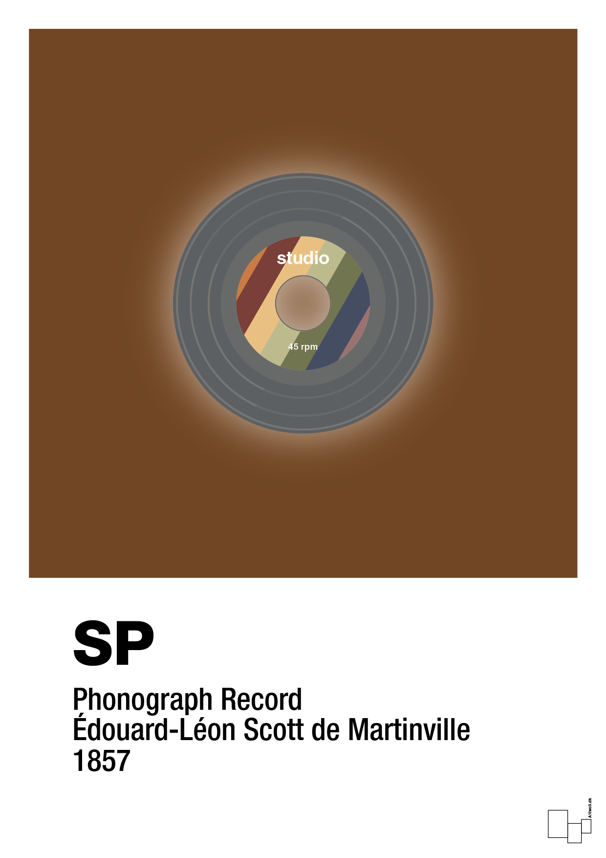 vinylplade 45rpm - Plakat med Grafik i Dark Brown