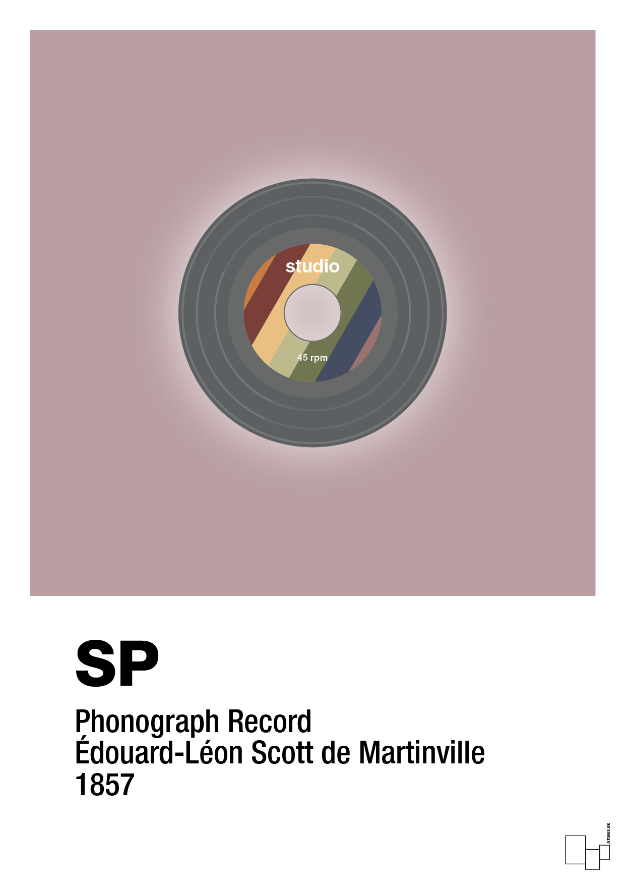 vinylplade 45rpm - Plakat med Grafik i Light Rose