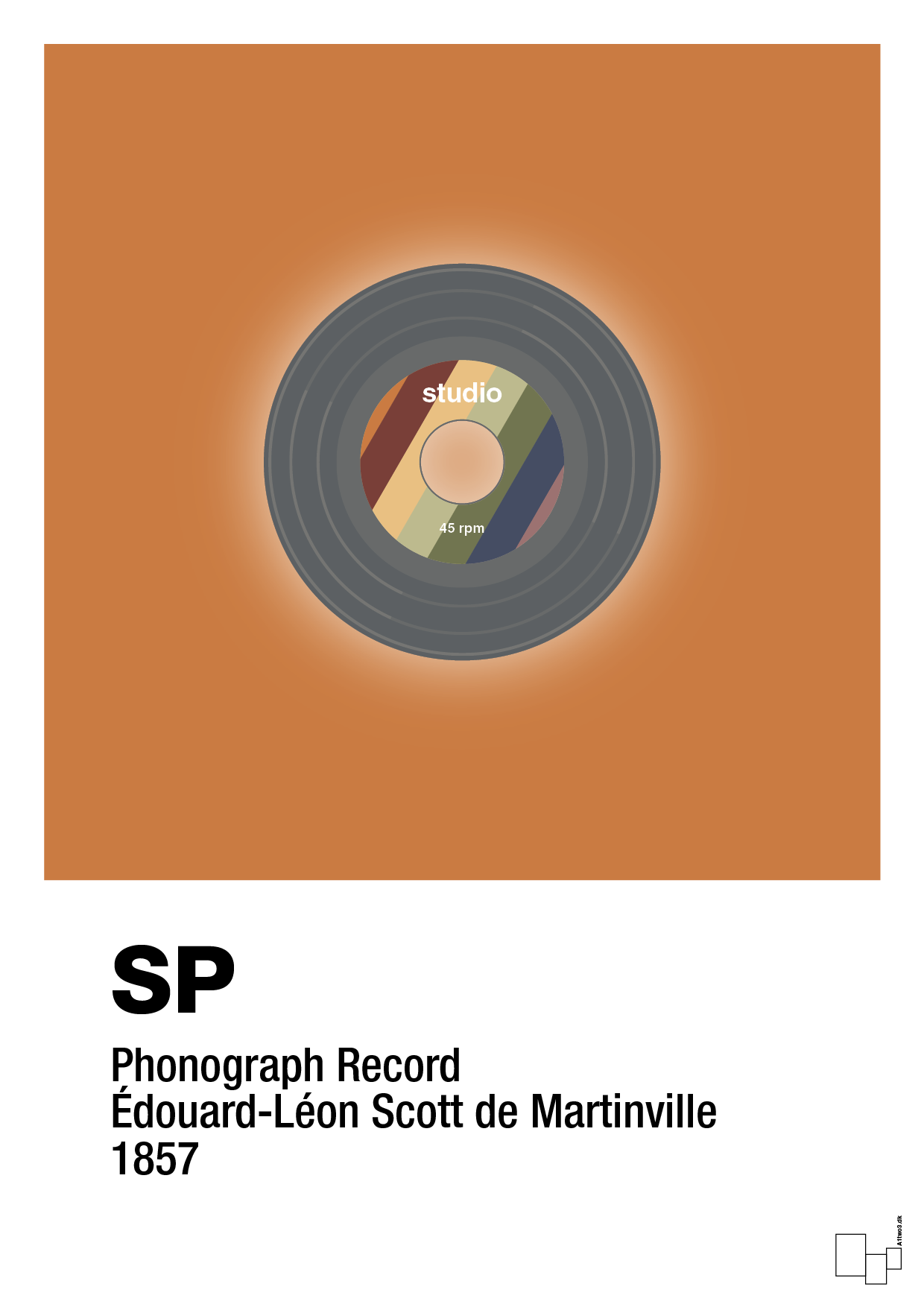 vinylplade 45rpm - Plakat med Grafik i Rumba Orange