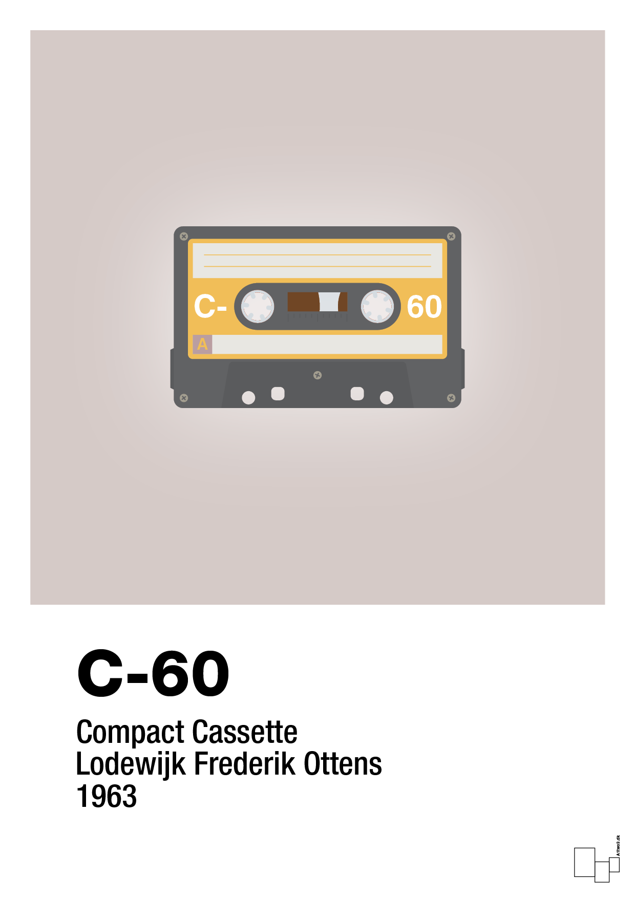kassettebånd c-60 - Plakat med Grafik i Broken Beige